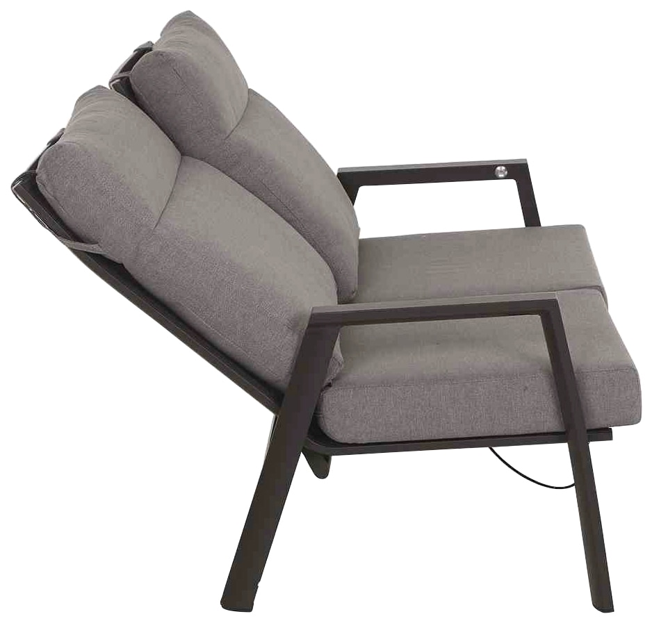 Siena Garden Gartenlounge-Set »Valencia«, (3 tlg., 1x Bank, 2x Sessel), Aluminium,verstellbar,inkl. Kissen in salt&pepper, mit Reißverschluss