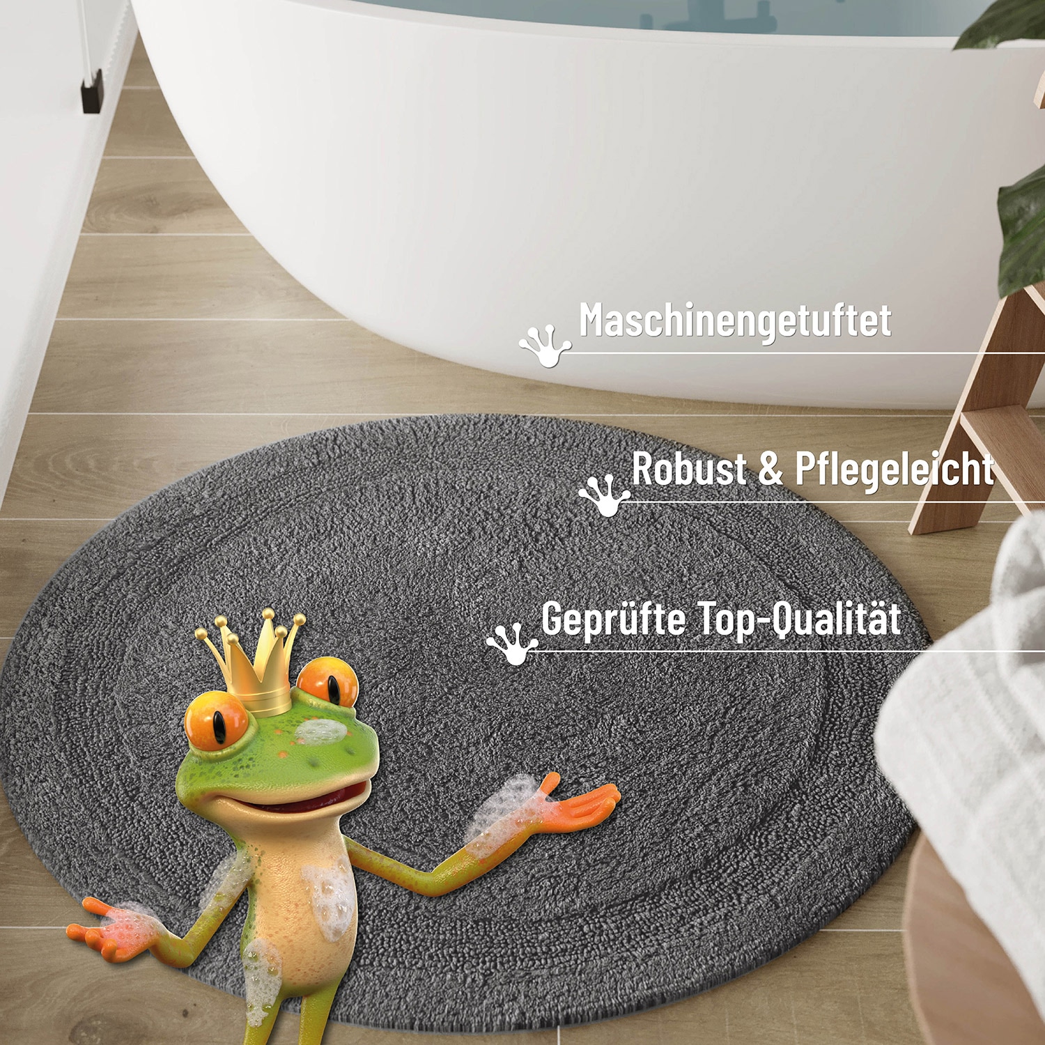 Wecon home Basics Badematte »Knut« Höhe 20 mm waschbar, rutschfest, strapazierfähig, pflegeleicht, Bordüre, weich