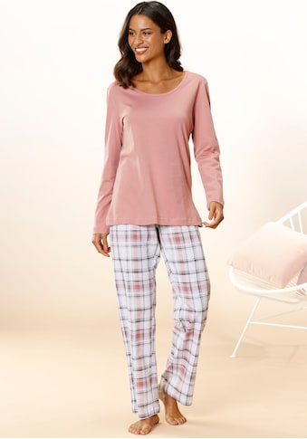 Pyjama, (2 tlg., 1 Stück), mit Karo Muster