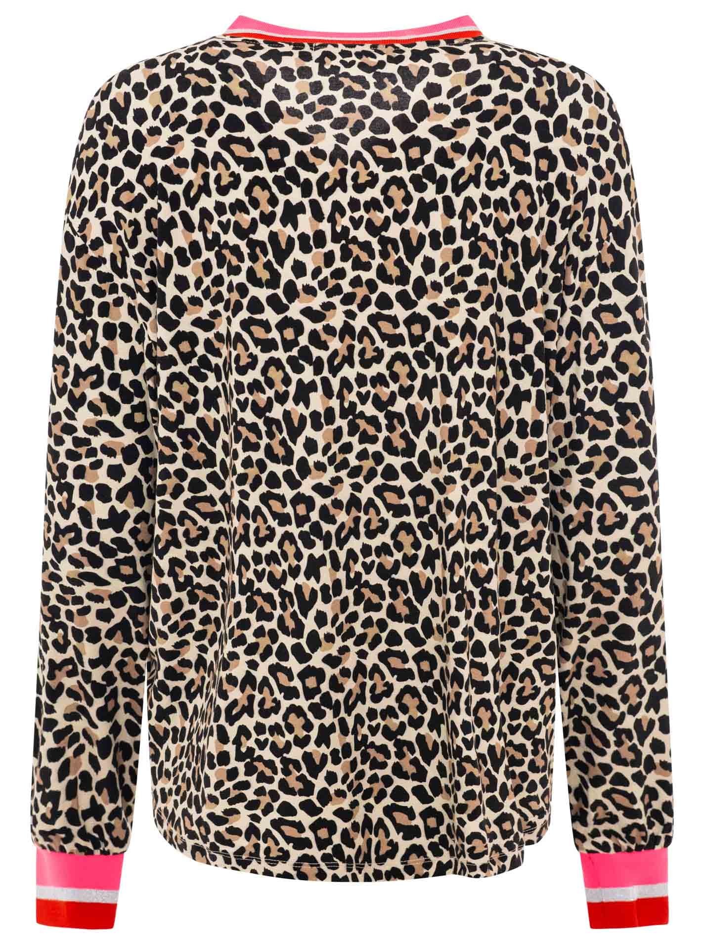 Zwillingsherz Blusenshirt »"Leo"« Leichtes Material, gestreifte Bündchen, Leomuster, V-Neck