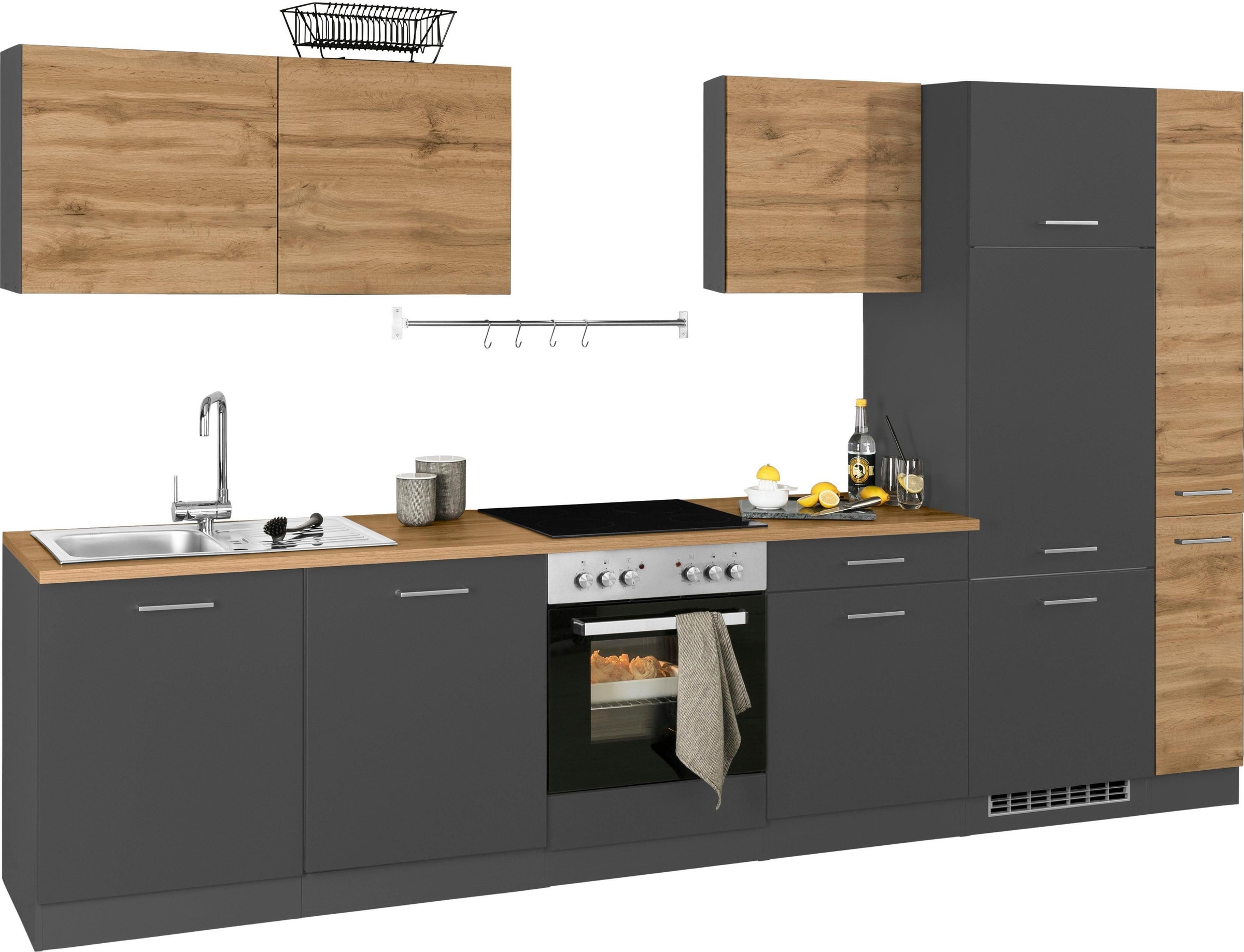 KOCHSTATION Küchenzeile »KS-Kehl«, ohne E-Geräte, Breite 330 cm, für Kühlschrank und Geschirrspüler
