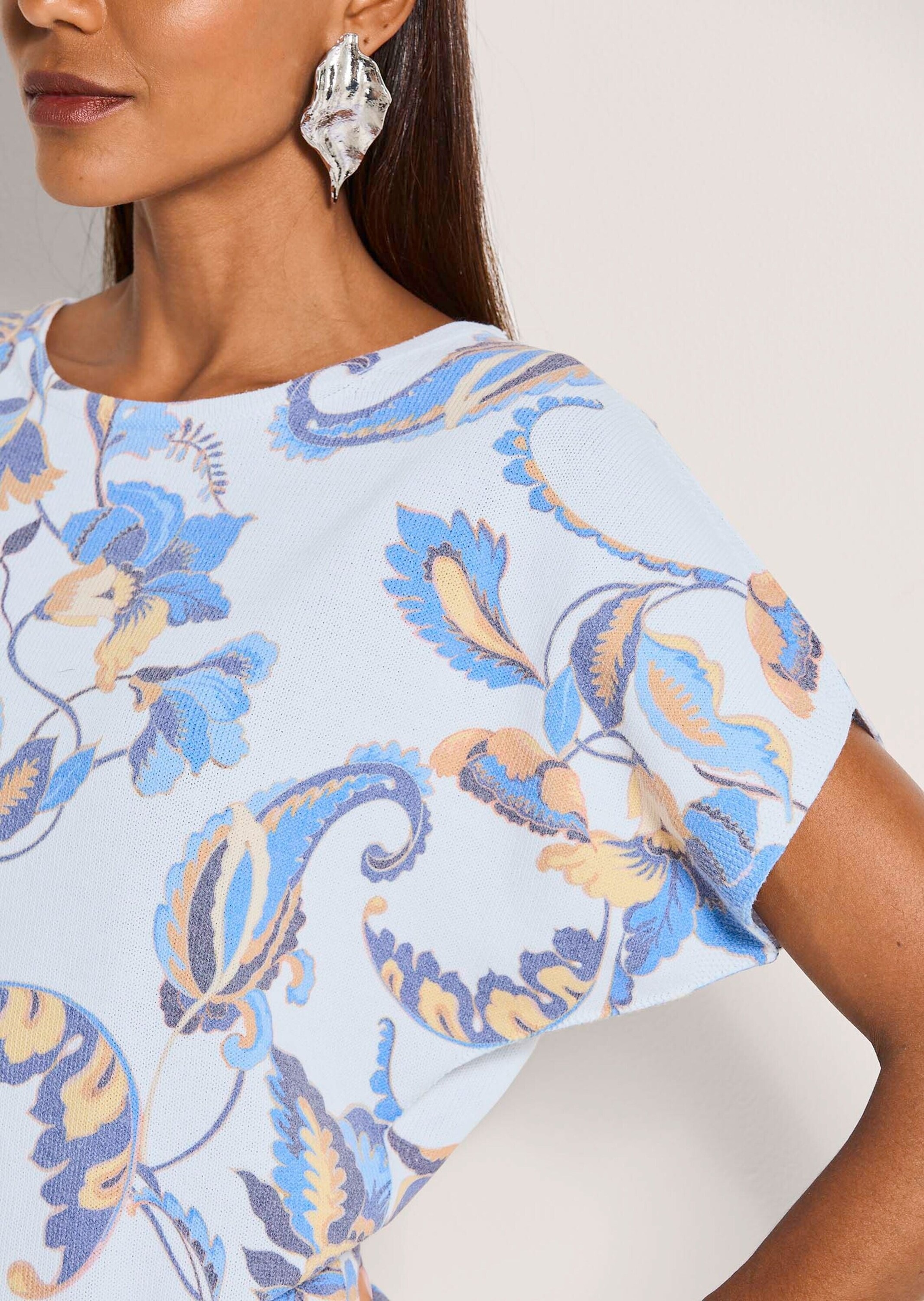 MADELEINE Longpullover »Strickpullover Druckpullover mit Allover-Print« Gerippte Abschlüsse