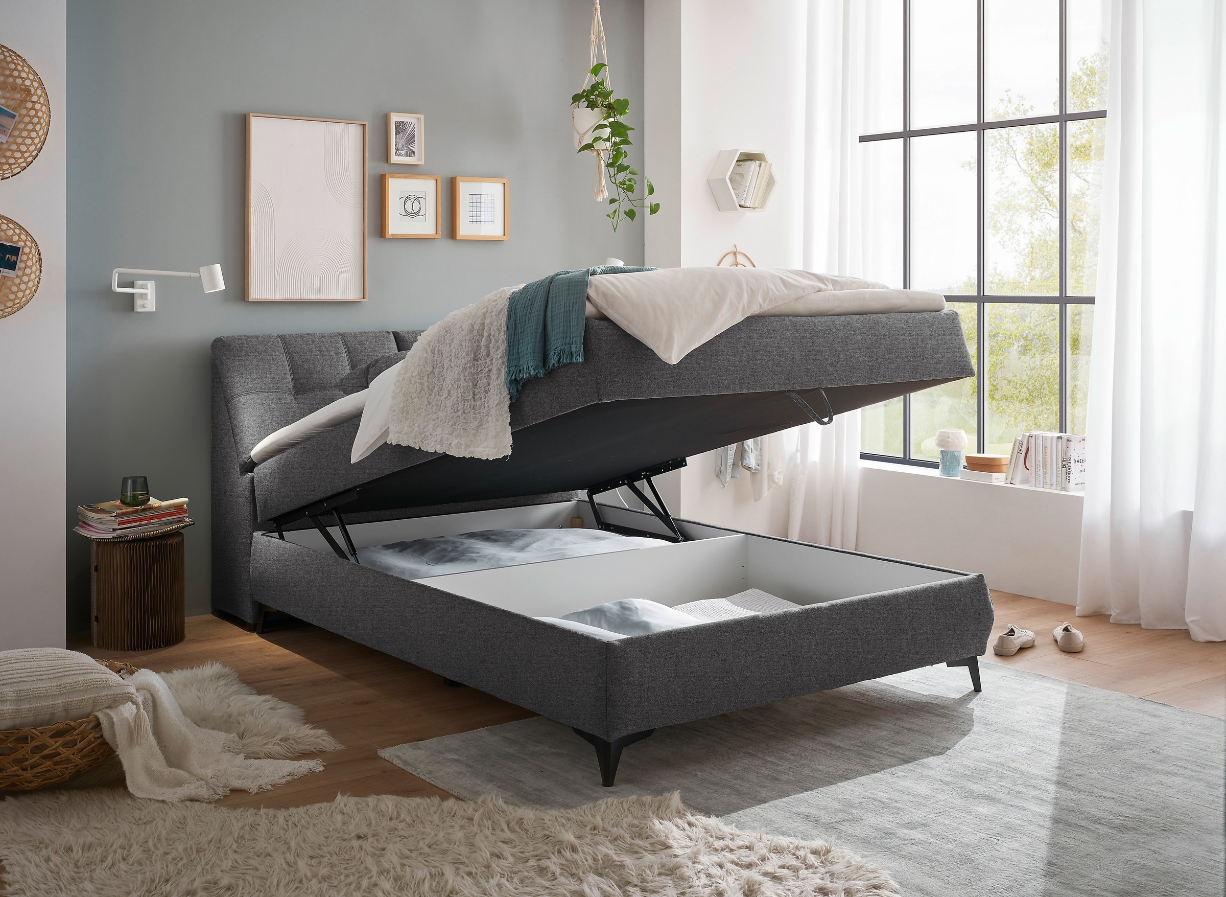 ED EXCITING DESIGN Boxbett »Atlantis«, mit Bettkasten und Stauraum im Kopfteil