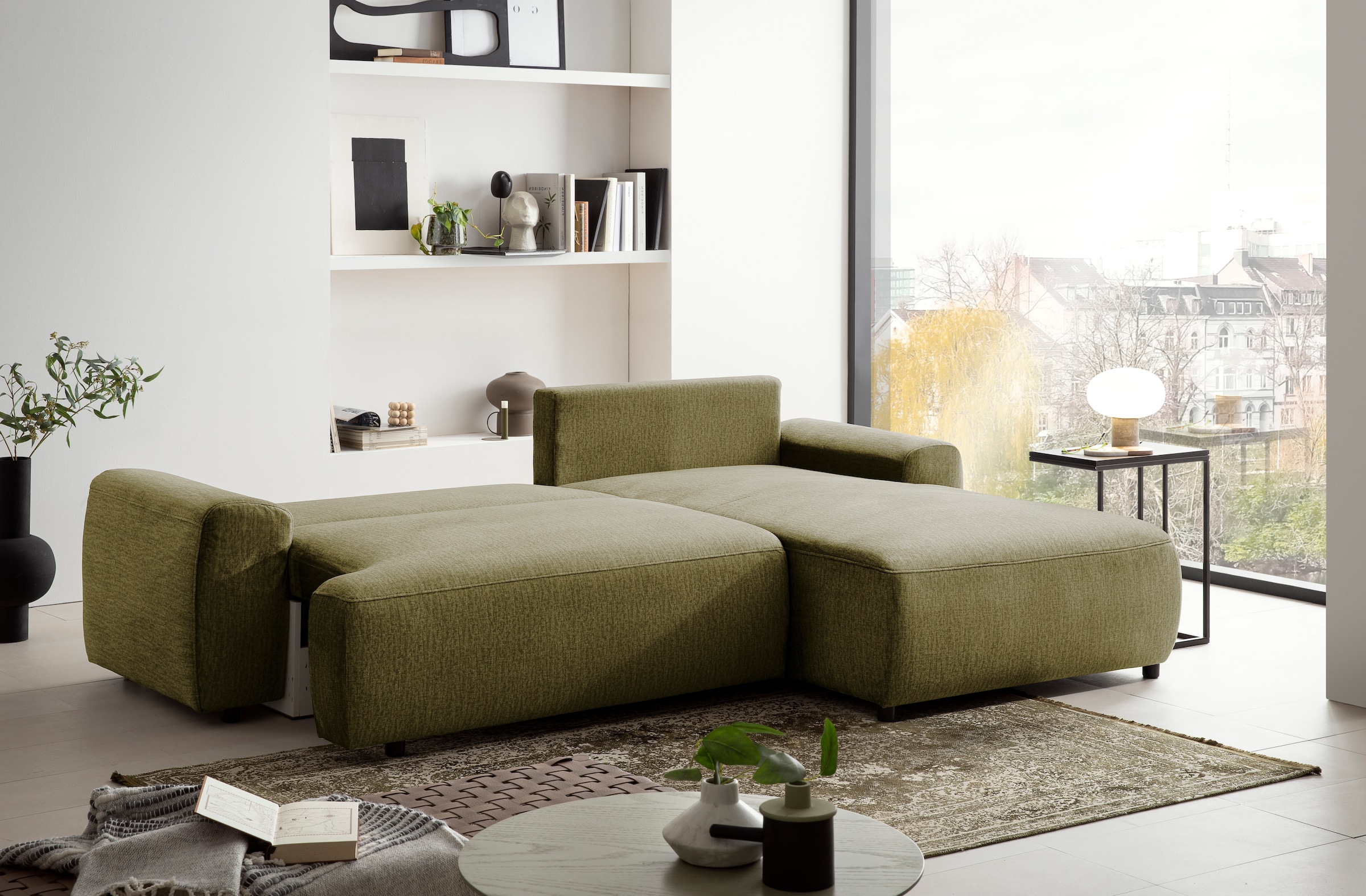 exxpo - sofa fashion Ecksofa »Game, gemütlich mit 5 Rückenkissen und 2 Zierkissen, L-Form«, inkl. Bettfunktion und Bettkasten, bequem, tolle Verarbeitungsdetails