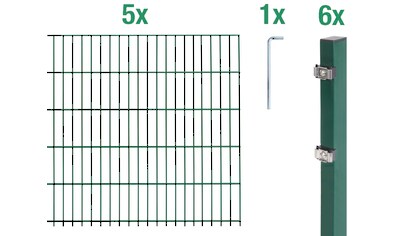 Alberts Doppelstabmattenzaun, (Set), grün, 140 cm hoch, 5 Matten für 10 m, 6 Pfosten kaufen