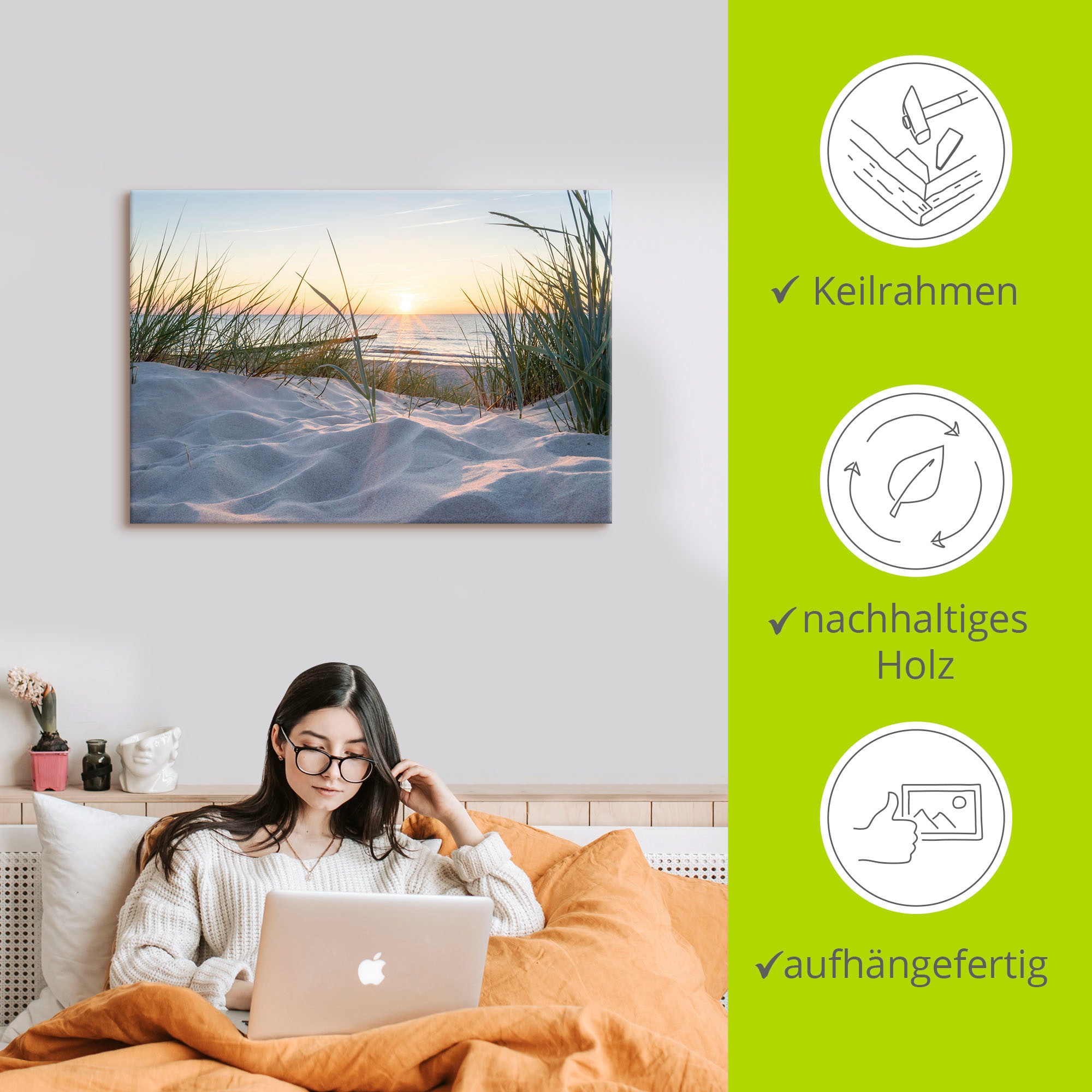 Artland Wandbild »Ostseestrand«, Strand, (1 St.), als Alubild, Outdoorbild, Leinwandbild, Poster, Wandaufkleber