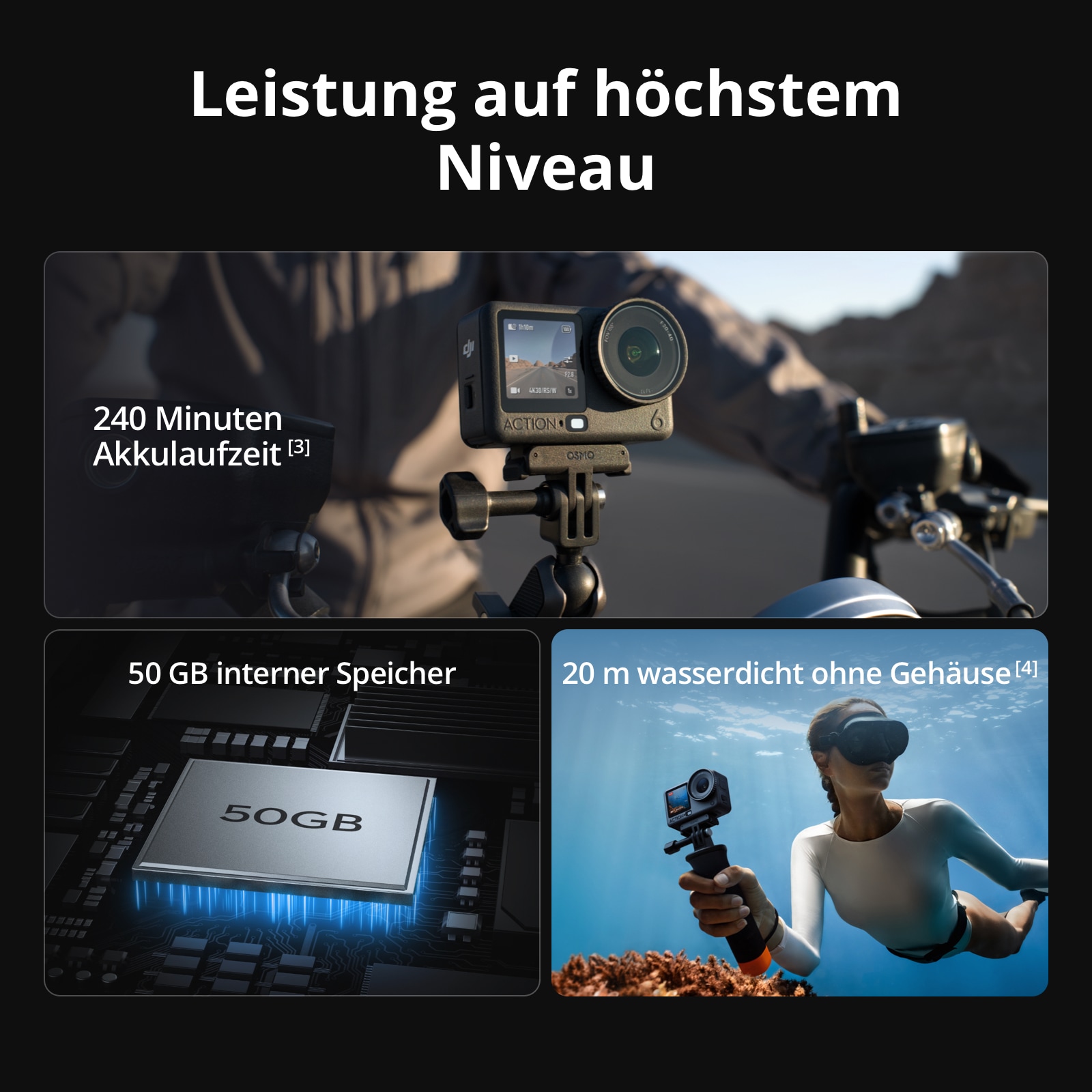 DJI Action Cam »Osmo Action 6 Adventure Combo« 8K Bluetooth