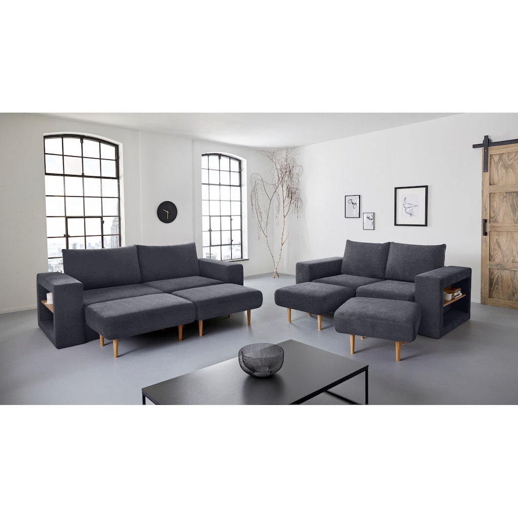 LOOKS by Wolfgang Joop 2,5-Sitzer »Looksvb«, Verwandlungssofa: aus Sofa wird Sofa mit 2 Hockern, mit Regalfunktion in beiden Armteilen