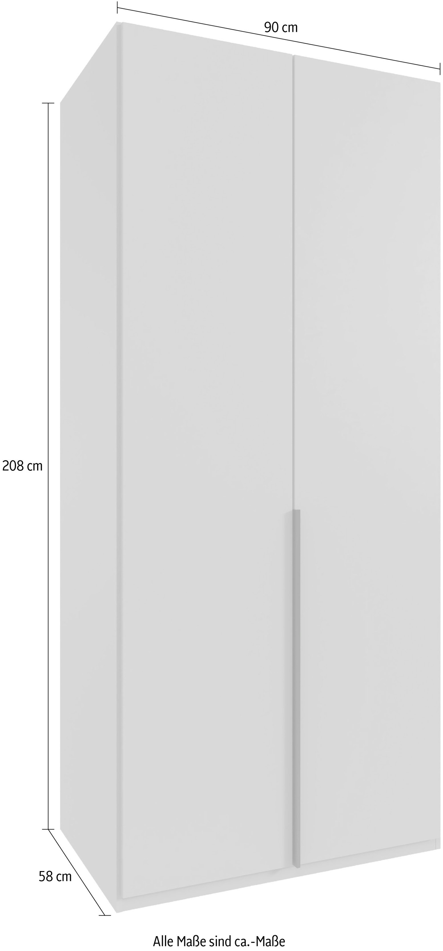 Wimex Kleiderschrank »Mugano,in 8 Breiten,3 Höhen,2 Tiefen, viele Farben, Made in Germany«, (in Basic oder Premium Ausstattung mit 2 weiteren Einlegeböden), mit langen oder kurzen Griffen aus Metall, mit oder ohne Spiegel