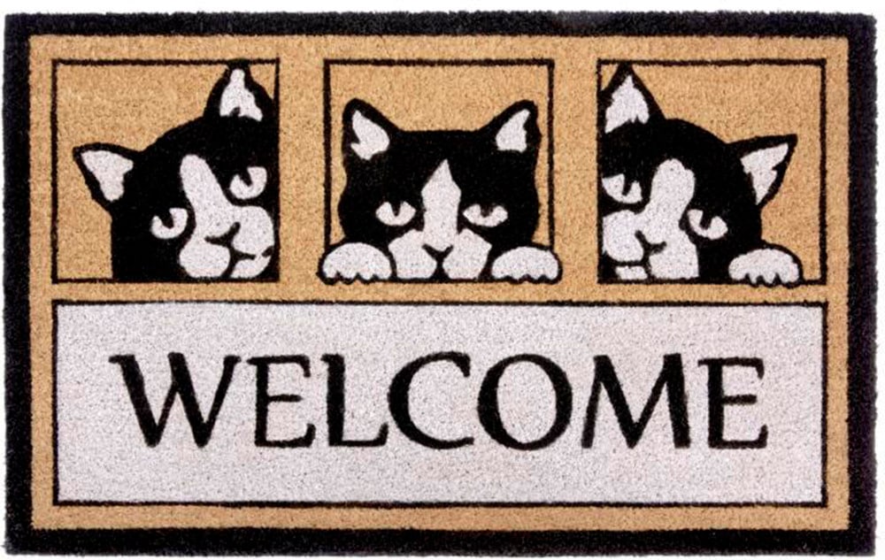 im Three Outdoor, »Kokos Cats«, Kokosmatte, Shop HANSE Innen, Welcome OTTO Flur Fußmatte Kokos, Rutschfest, Online Home rechteckig, Schmutzfangmatte,