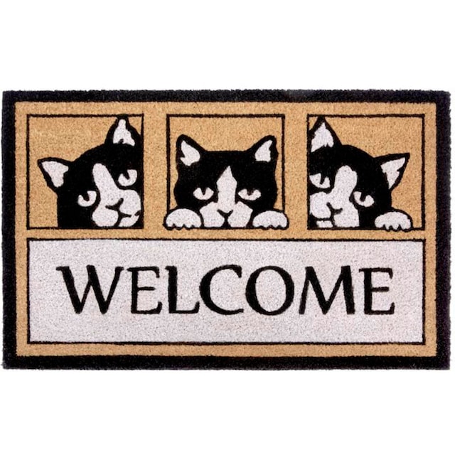 OTTO Kokos, Outdoor, Rutschfest, HANSE Shop Kokosmatte, Innen, Schmutzfangmatte, rechteckig, Fußmatte Online Flur im Cats«, Welcome Three Home »Kokos