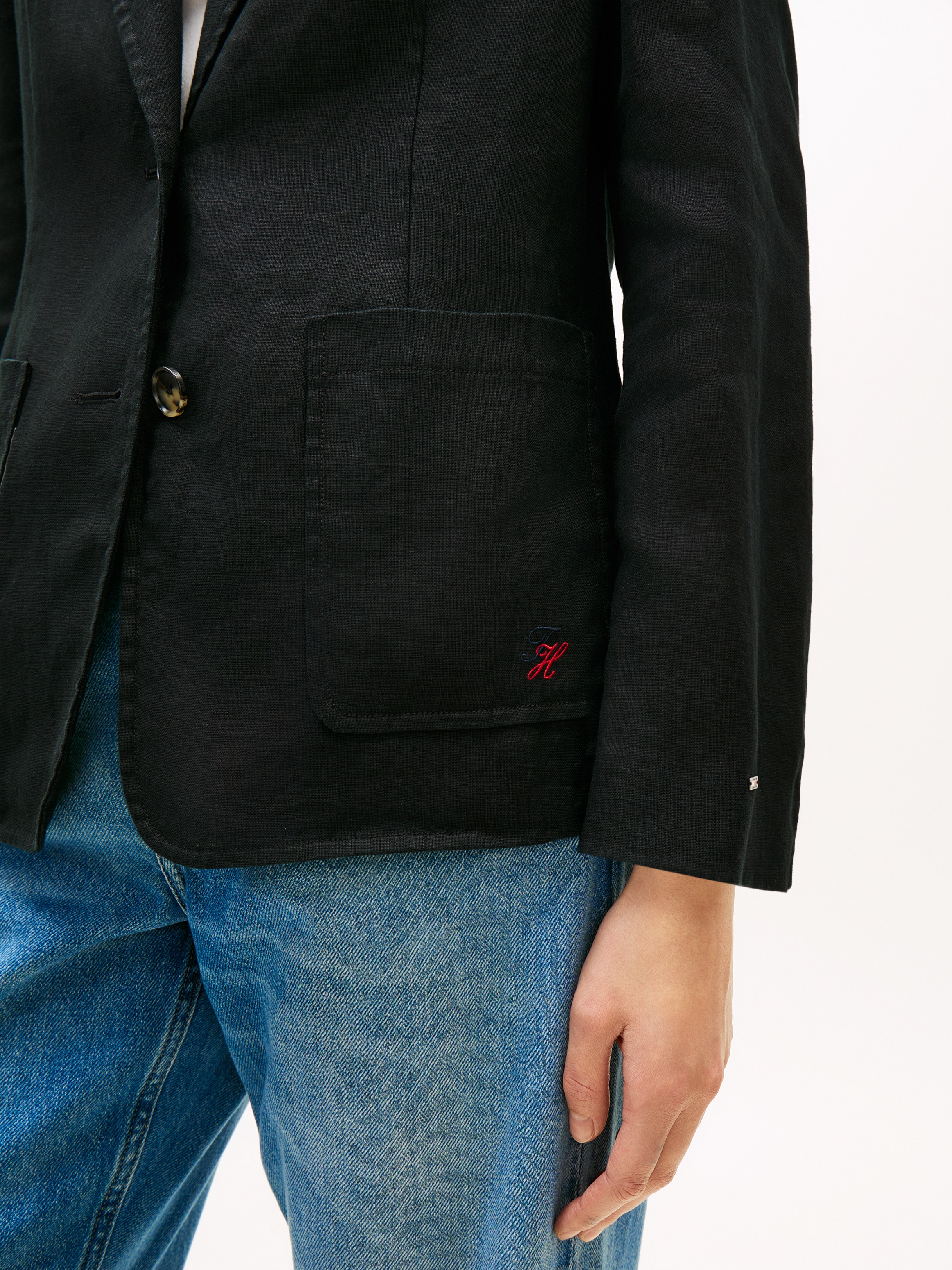 Tommy Hilfiger Kurzblazer »NEW ESS LINEN REG SB BLAZER« mit aufgesetzten Taschen