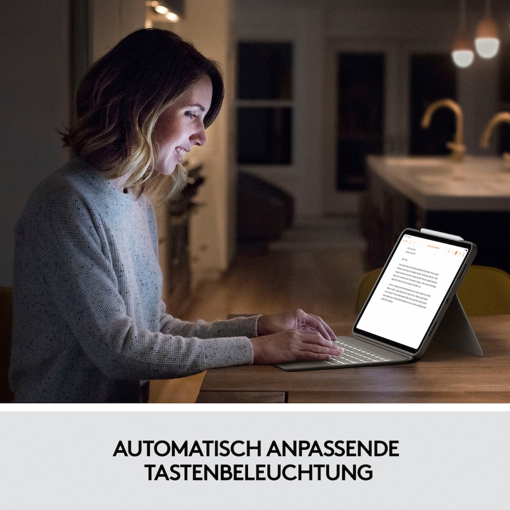 Logitech iPad-Tastatur »Combo Touch iPad Pro 12,9 (5. Gen - 2021) Keyboard Case«, (ausklappbare Füße-Multimedia-Tasten)