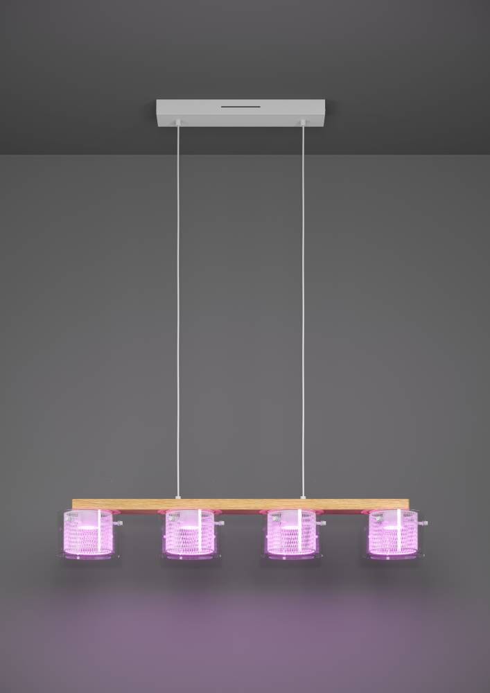 EGLO Hängeleuchte »PORTICO-Z Hängelampe Holz weiß, ZigBee 3.0, Timer, Pendelleuchte«, 4 flammig, Leuchtmittel LED-Modul | LED fest integriert, App / Sprachsteuerung Alexa, 88x15x110cm, exkl. Fernbedienung