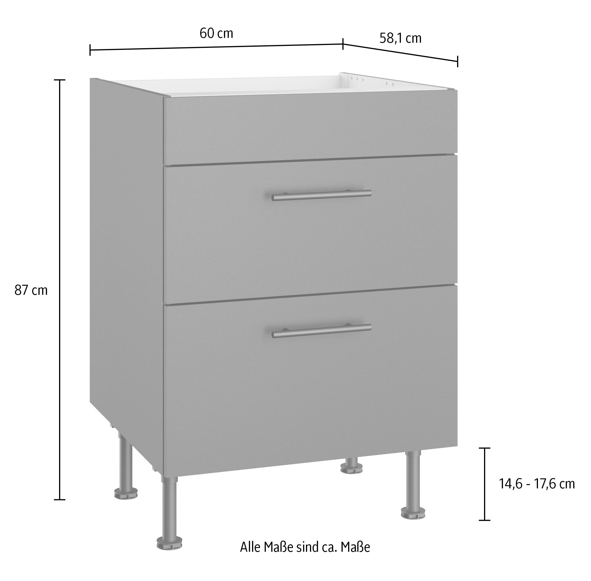 OPTIFIT Kochfeldumbauschrank »Fiona« Breite 60 cm, mit 2 Auszügen und höhenverstellbaren Stellfüßen