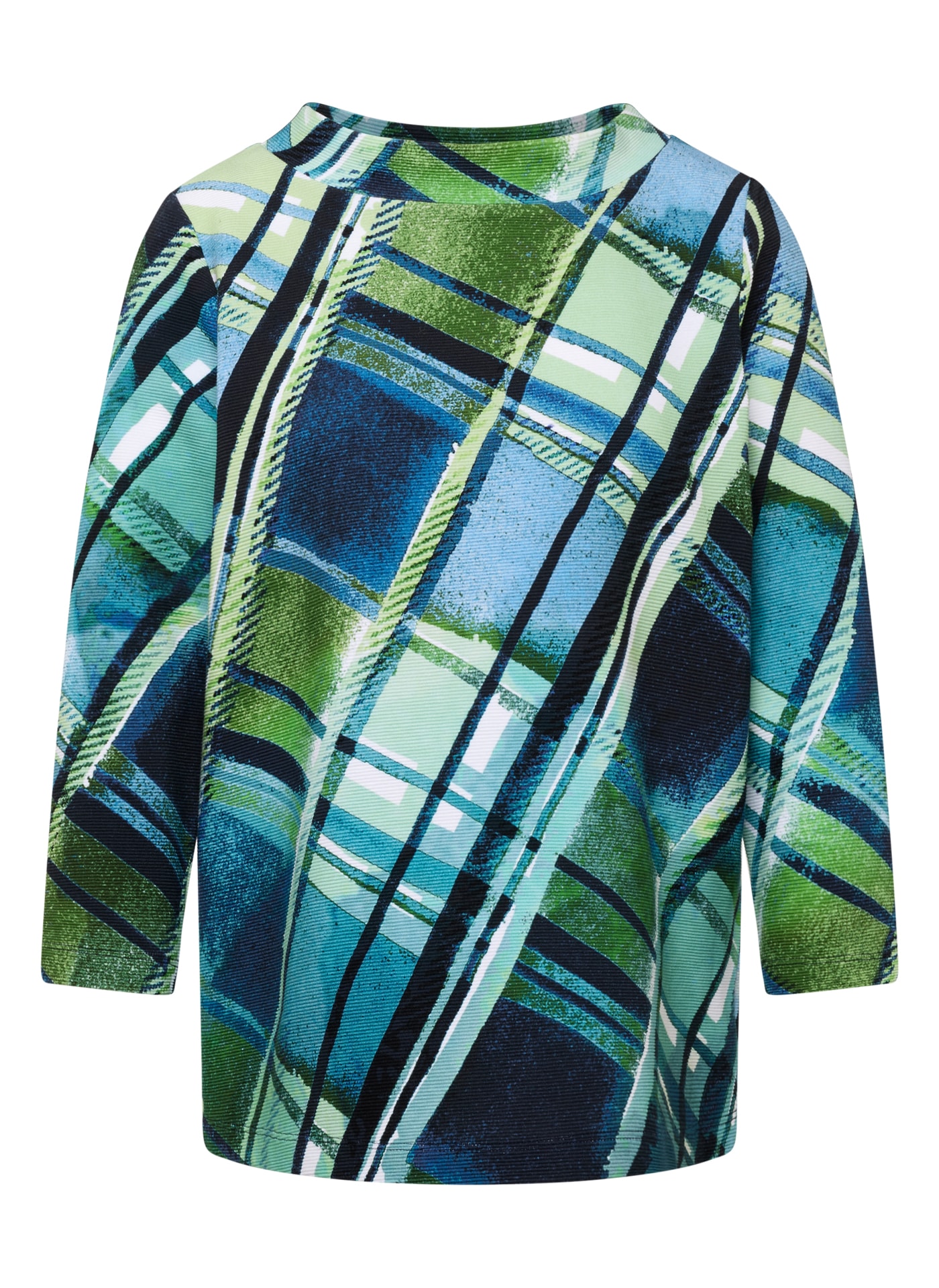 Rabe 3/4-Arm-Shirt mit grafischem Muster und Stehkragen