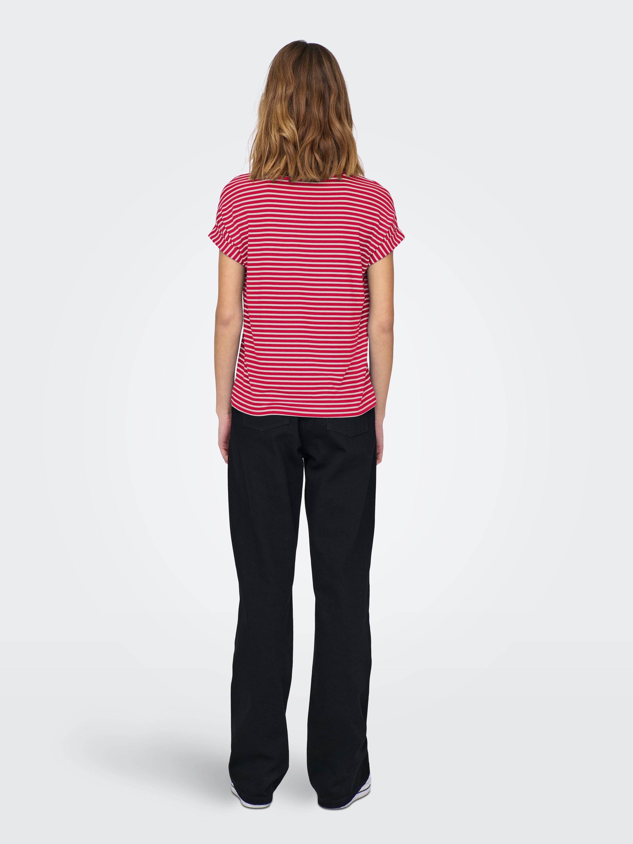 ONLY Kurzarmshirt »ONLMOSTER STRIPE S/S O-NECK TOP JRS NOOS« gestreift, lässig geschnitten, Jersey, Rundhals, Viskosemischung