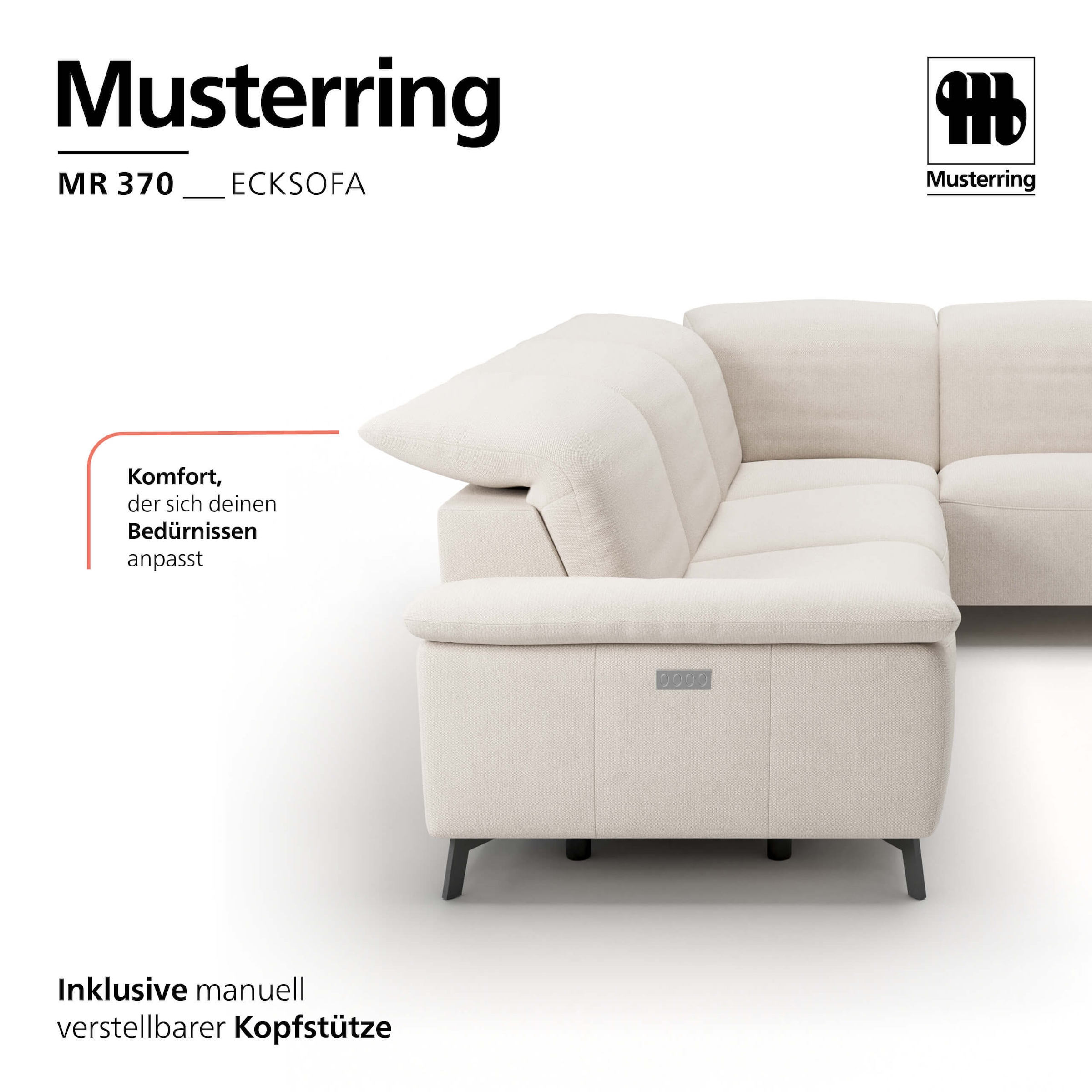 Musterring Ecksofa »MR 370, intelligenter Komfort im modernen Design« Optionale Relaxfunktion, flexible Kopfteile & klappbare Armlehnen