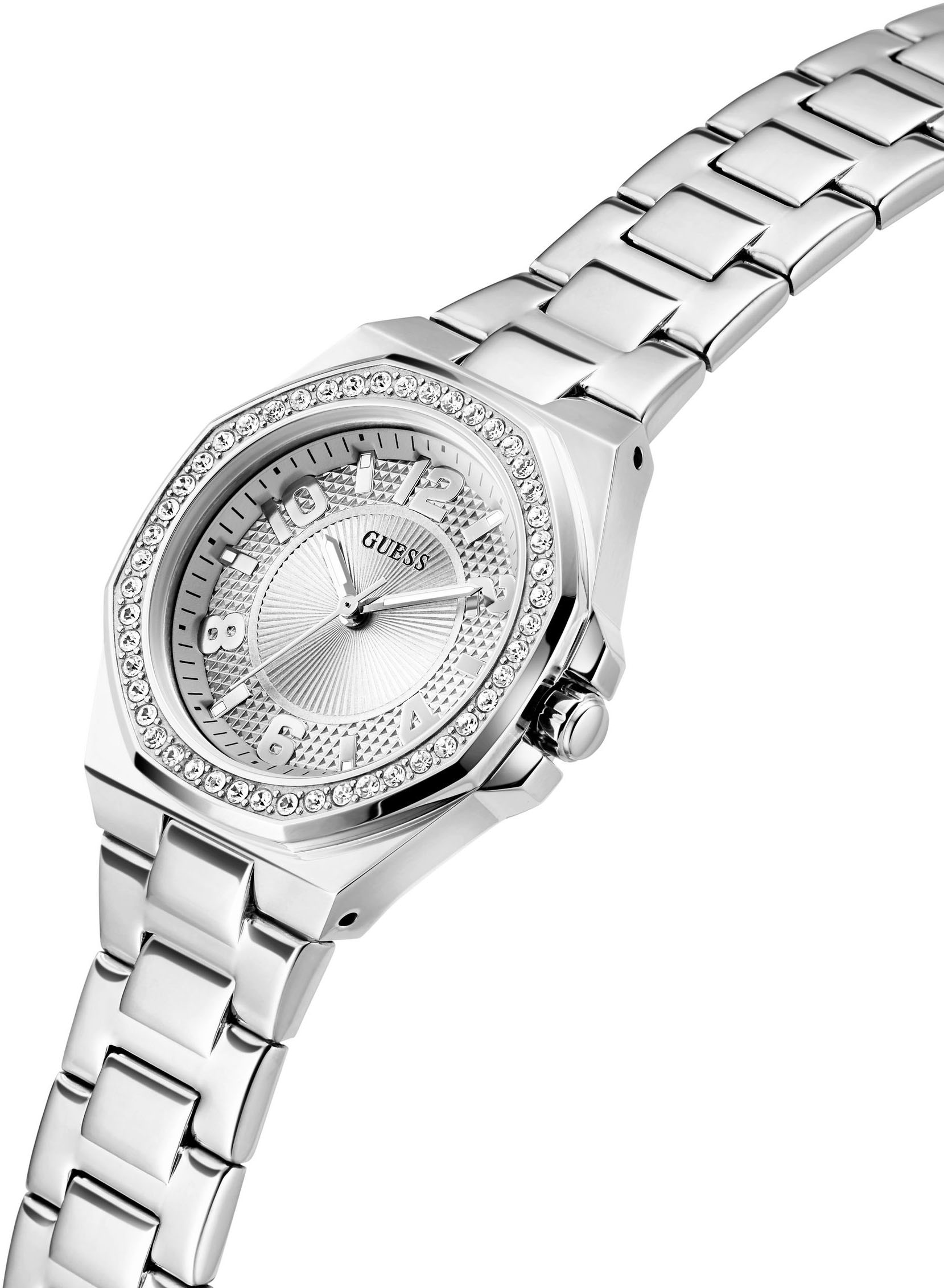 Guess Quarzuhr »CONTESSA« Armbanduhr, Damenuhr, Edelstahlarmband