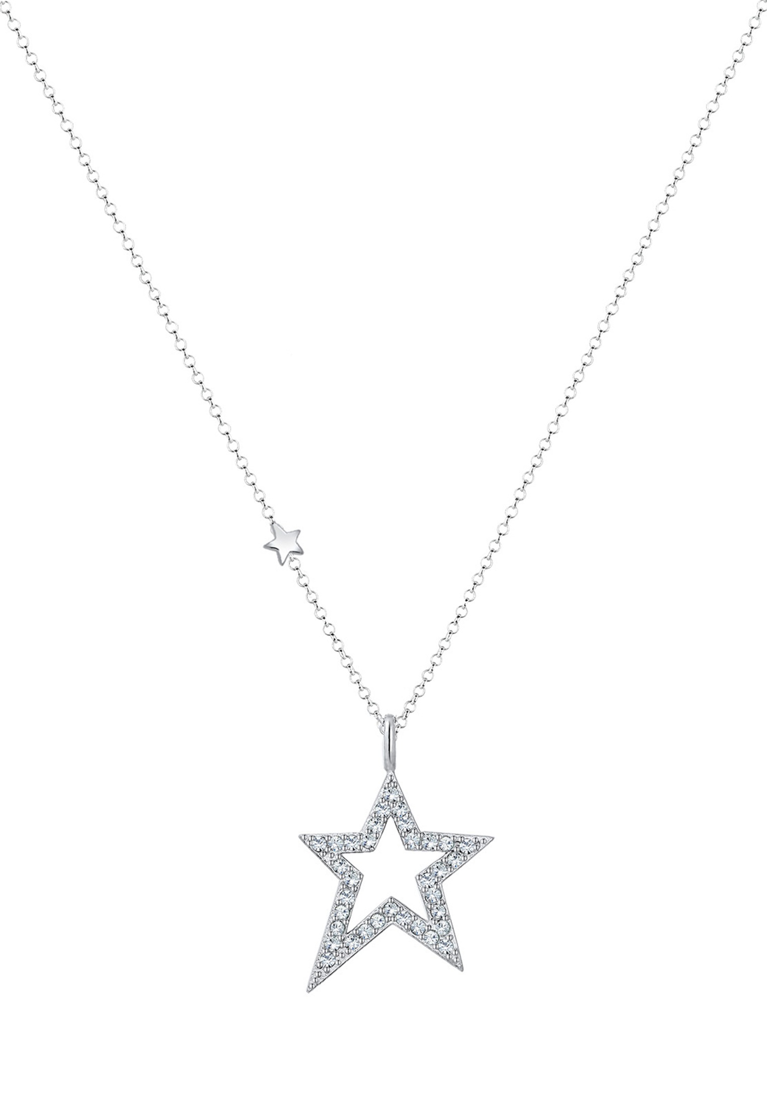 Elli Silberkette »Halskette Stern Astro Weiß 925 Sterling Silber, mit Kristallen von Swarovski®«