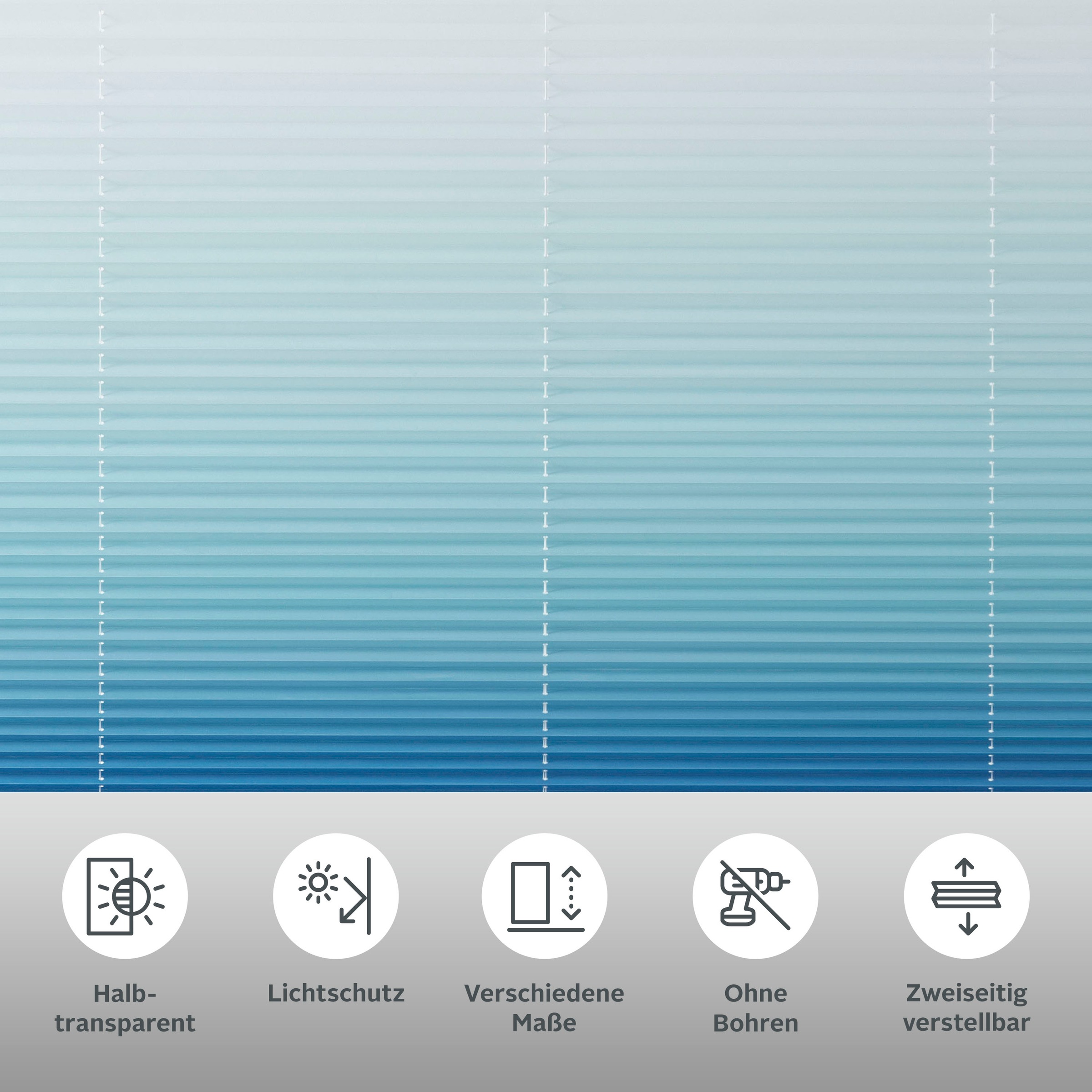 my home Plissee »Ombré«, Lichtschutz, ohne Bohren, verspannt, Fixmaß, Farbverlauf, Klemmträger