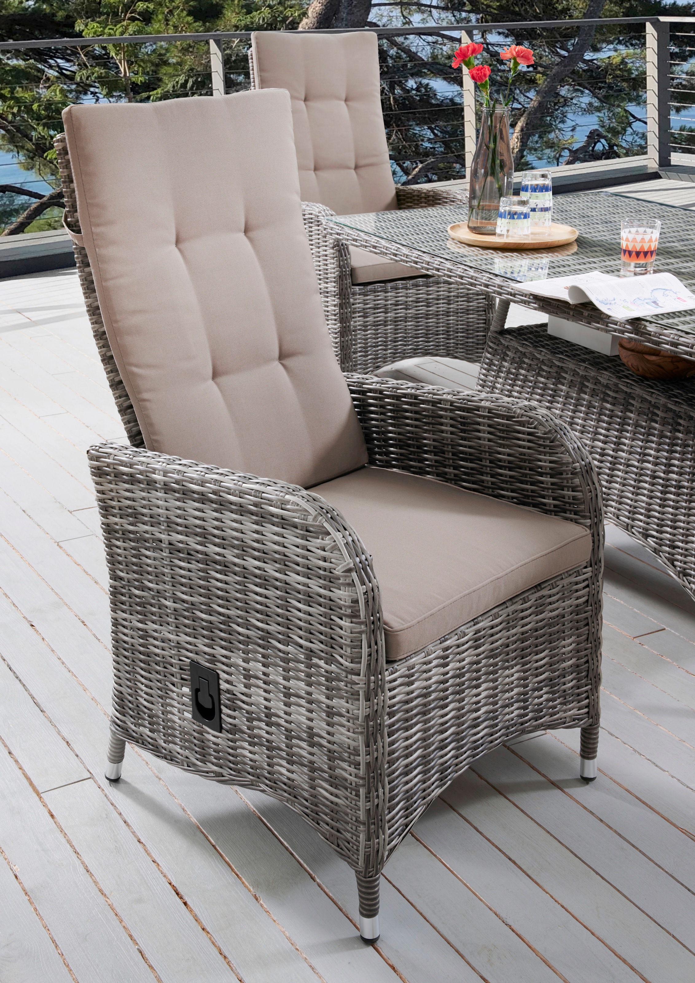 Destiny Hochlehner »BAHIA«, (Set), 2 St., Aluminium, Polyrattan, inkl. Auflagen