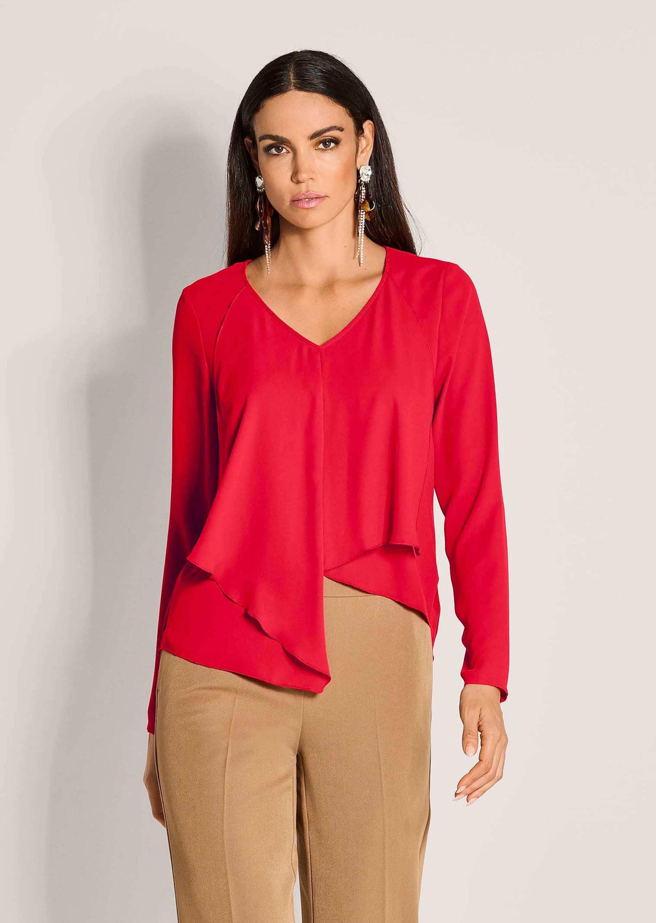 MADELEINE Langarmbluse »Volantbluse Elegante Bluse mit asymmetrischem Saum«