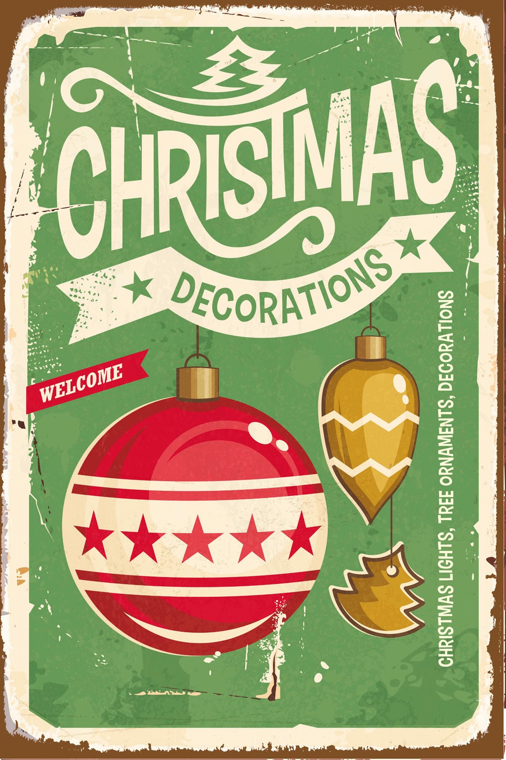 queence Metallbild »Christmas Decorations« Schriftzug | Schriftzüge | Weihnachten | Weihnachtsbaumkugel 1 Stk. tlg. Stahlschilder