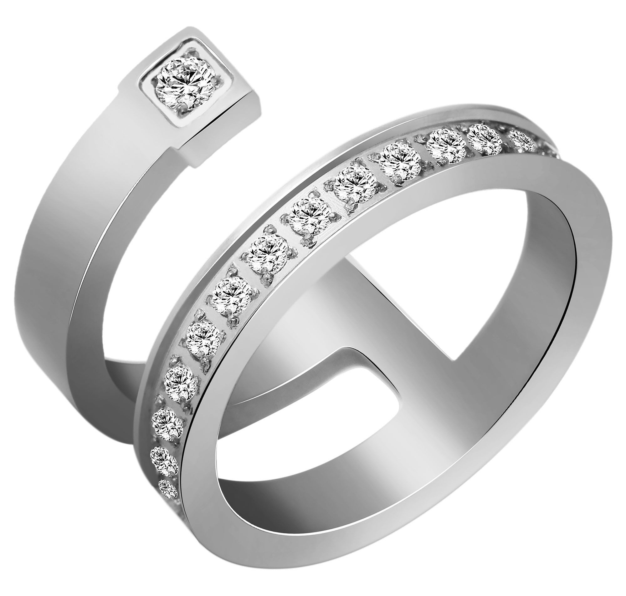 Adelia´s Fingerring »Damen Ring aus Edelstahl mit Strass Steinchen«
