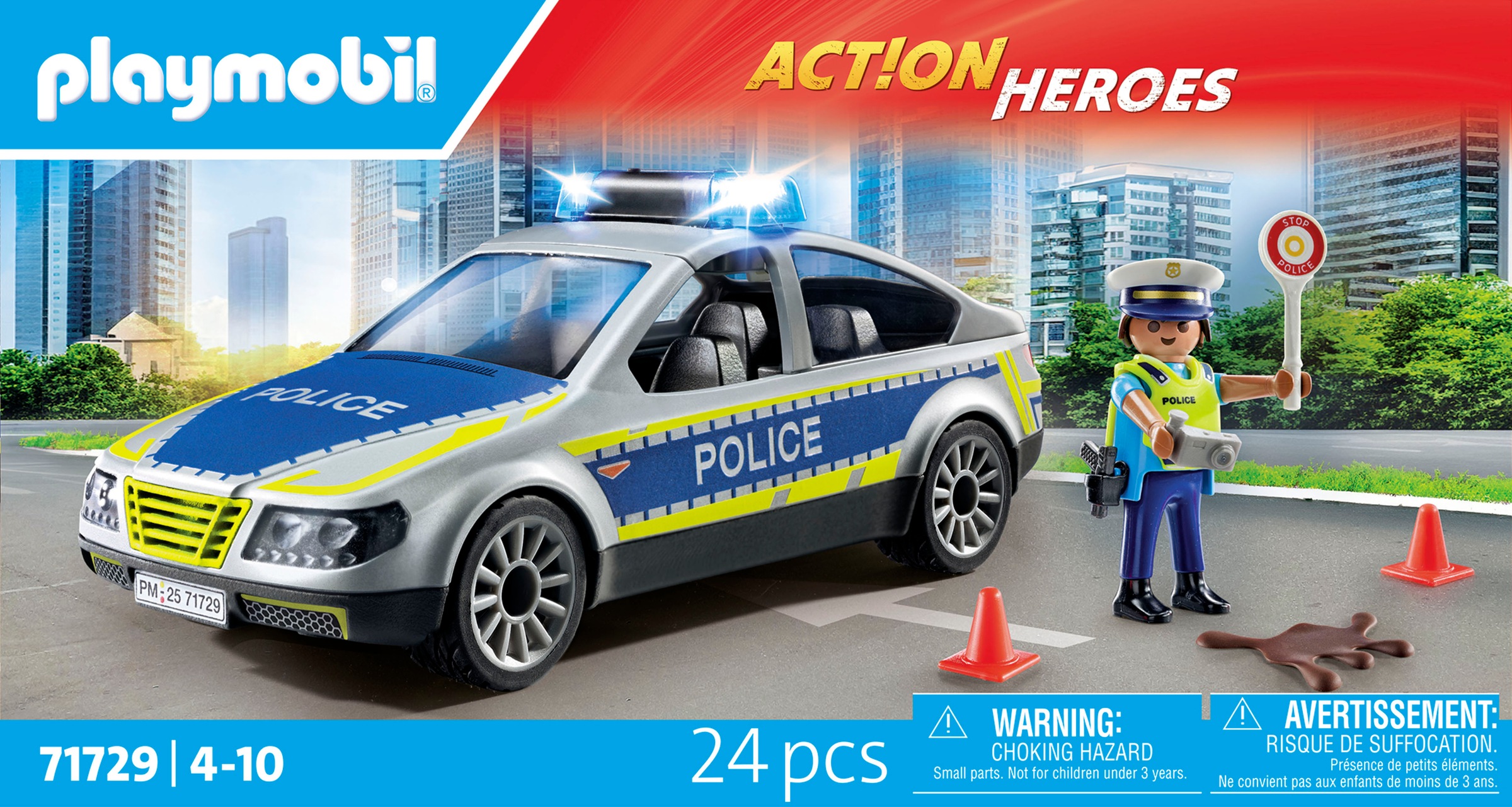 Playmobil® Konstruktions-Spielset »Polizei Streifenwagen (71729), Playmobil Action Heroes«, (24 St.)