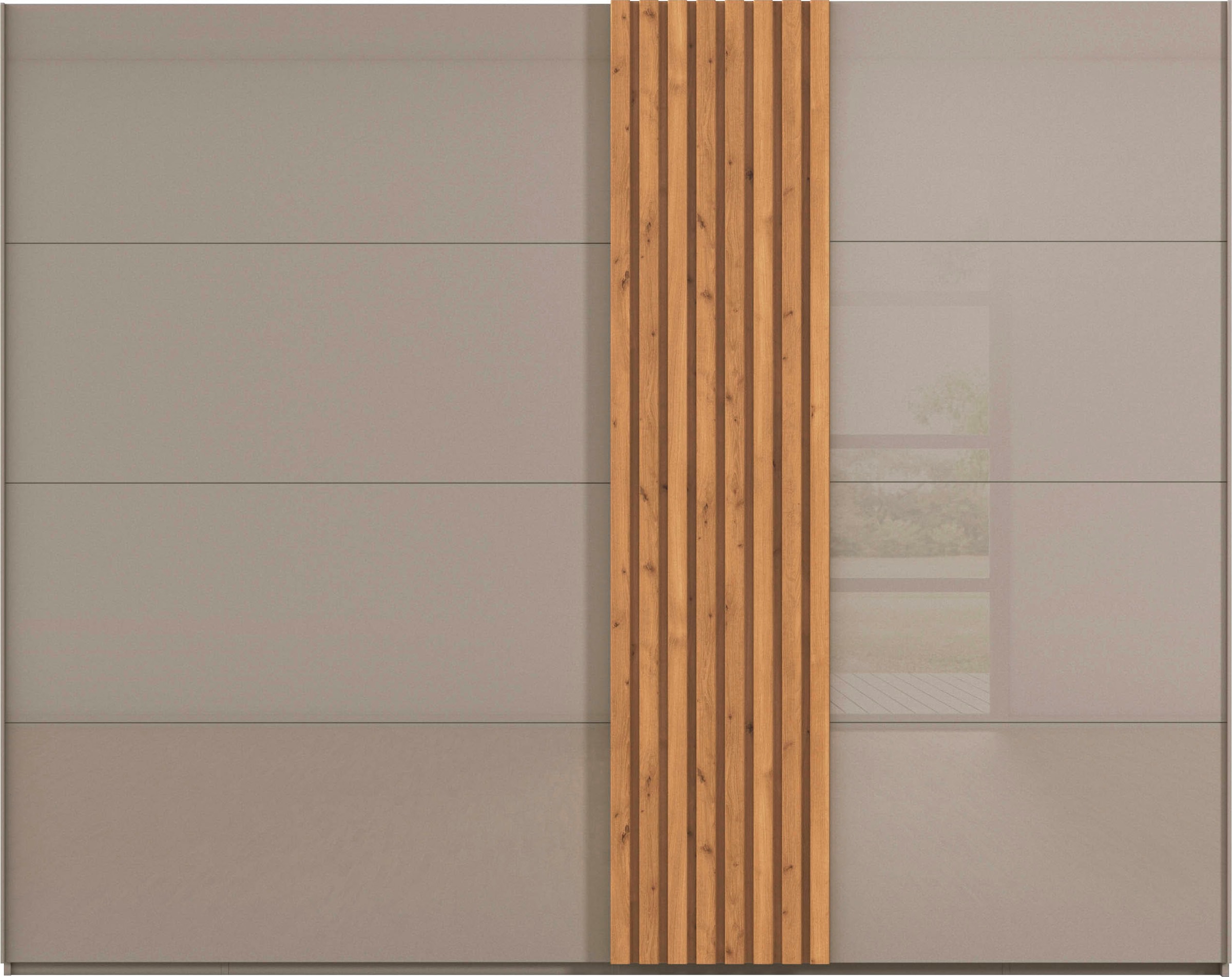 rauch Schwebetürenschrank »Kleiderschrank Schrank Garderobe Wäscheschrank TEGIO«, mit hochwertigen Holzdekoraufleistung und Glasfront MADE IN GERMANY
