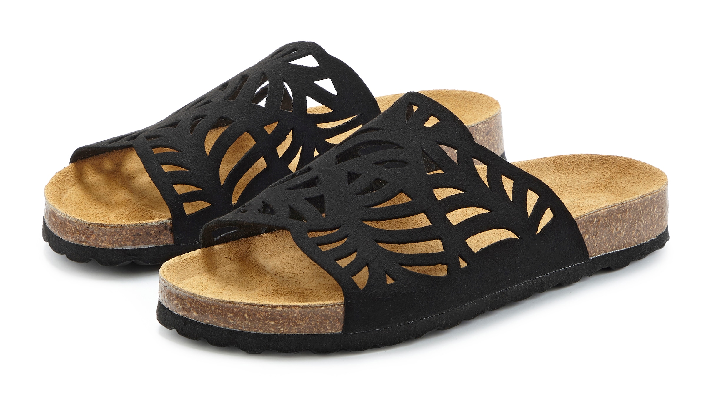 Vivance Pantolette »Mule, offener Schuh, Sandale, Sandalette, Sommerschuh,«  mit Korkfußbett und Lederanteil