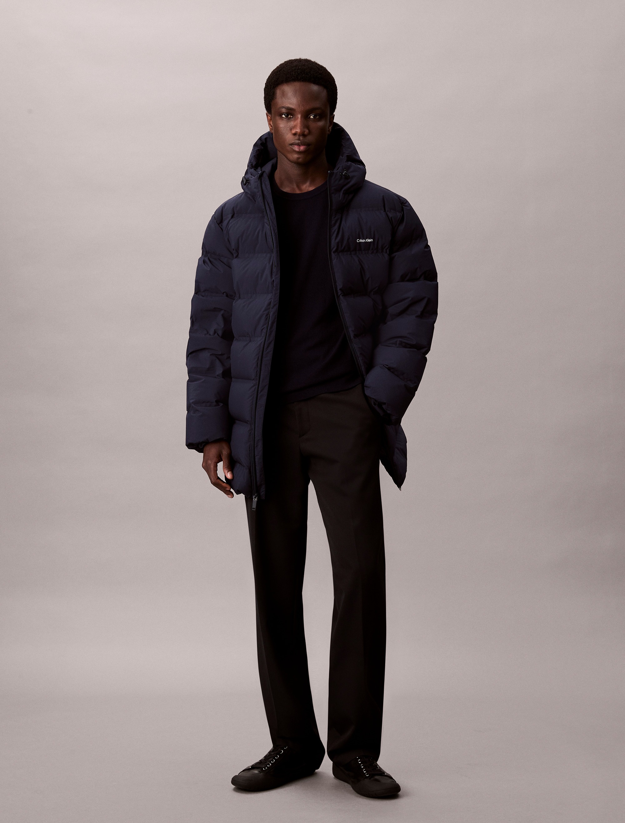 Calvin Klein Steppmantel »LS BONDED CHNNLD LONG HOODED PUF«, Mit Rundhalsausschnitt, regular fit