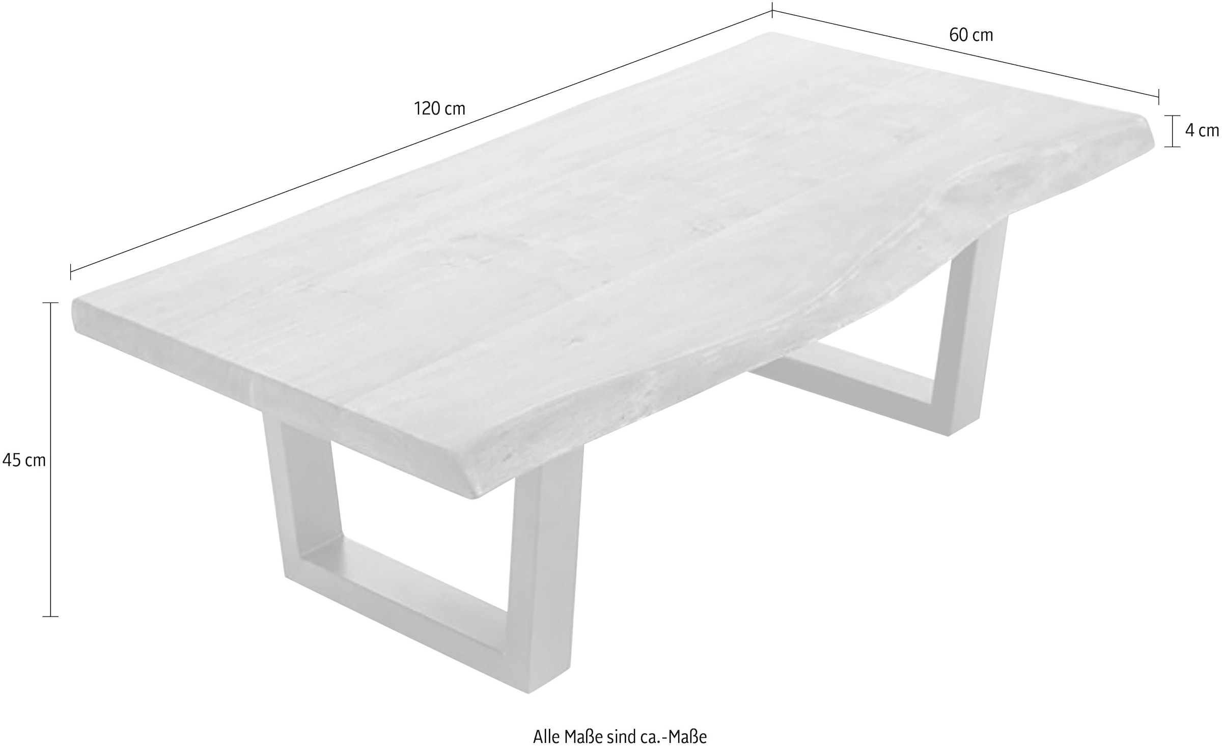 byLIVING Couchtisch »Judy«, aus Massivholz, mit natürlicher Baumkante, Breite 120 cm