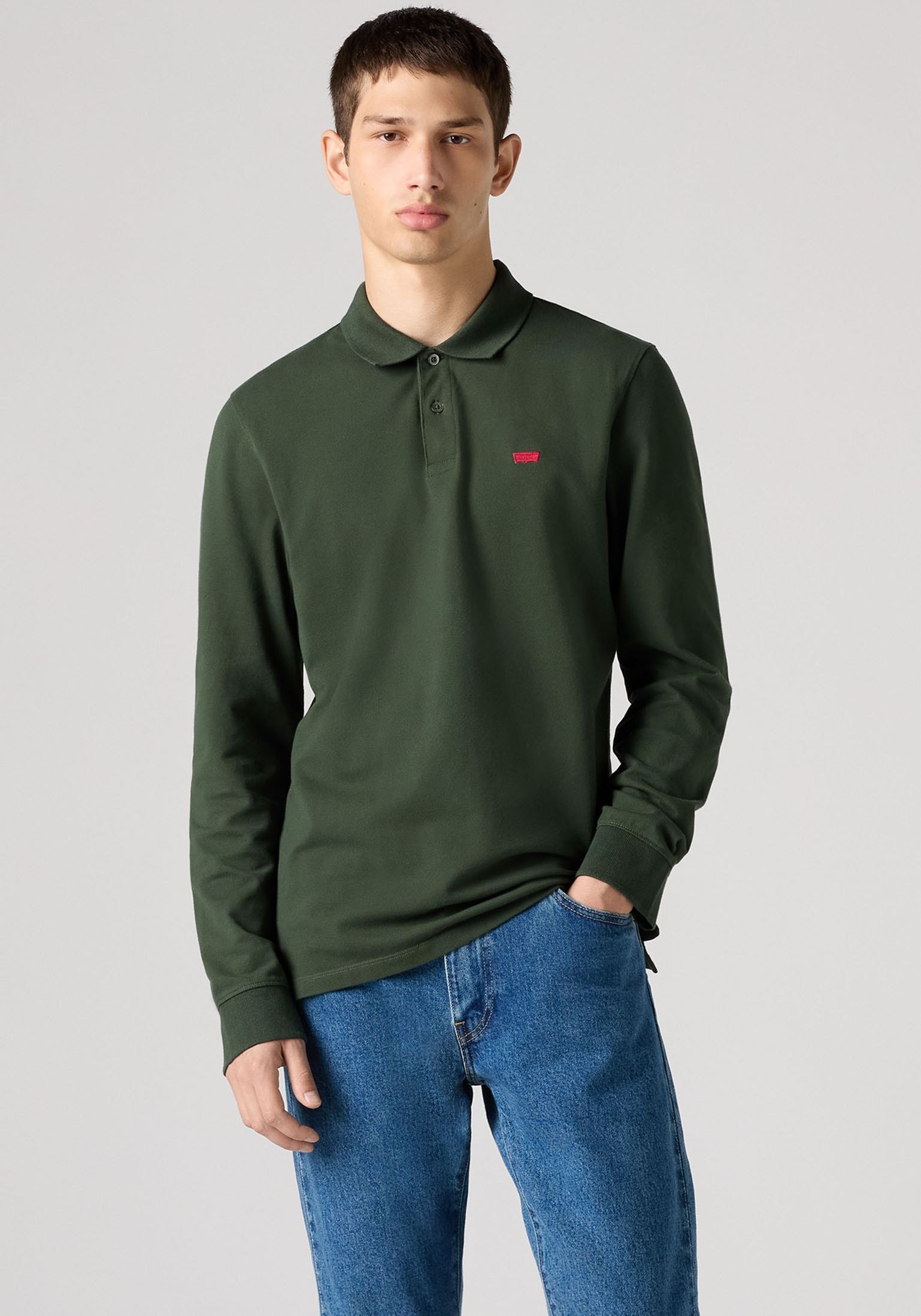 Levi's® Langarm-Poloshirt, mit Logo Stickerei