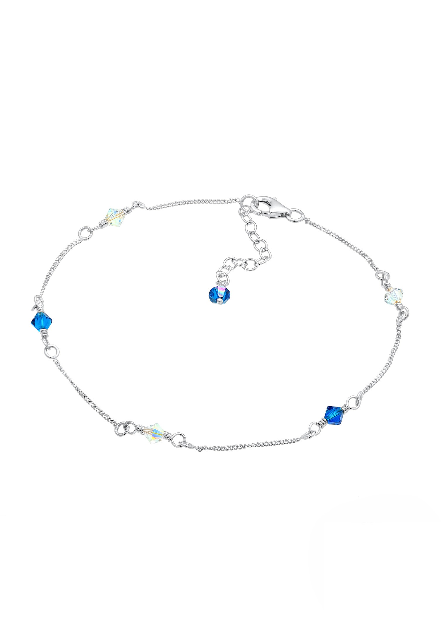 Elli Fußkette »Fußschmuck Basic Strand Bead Kristalle 925 Silber«