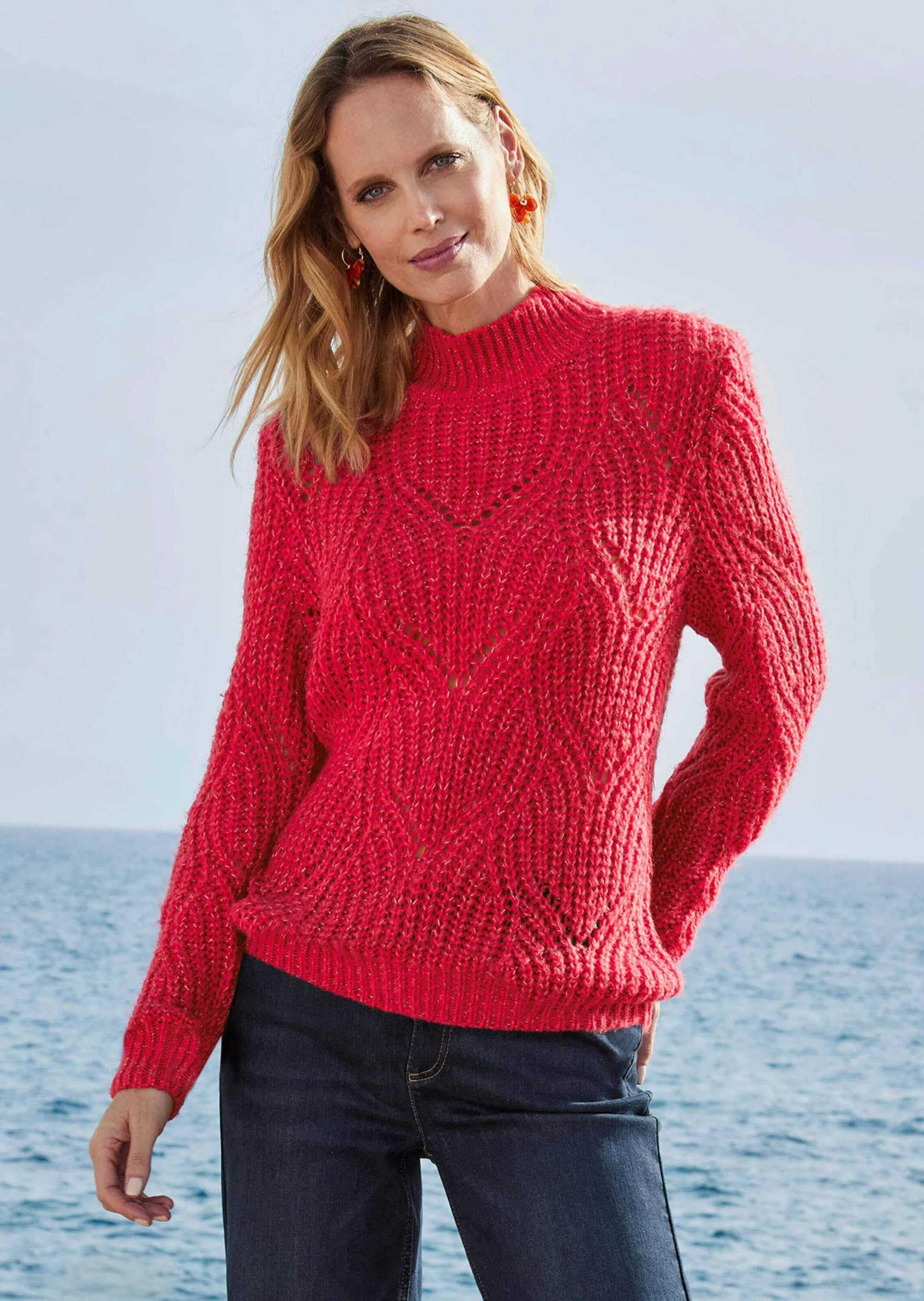 GOLDNER Rundhalspullover »Strickpullover mit Ajourmuster« keine/nicht relevant