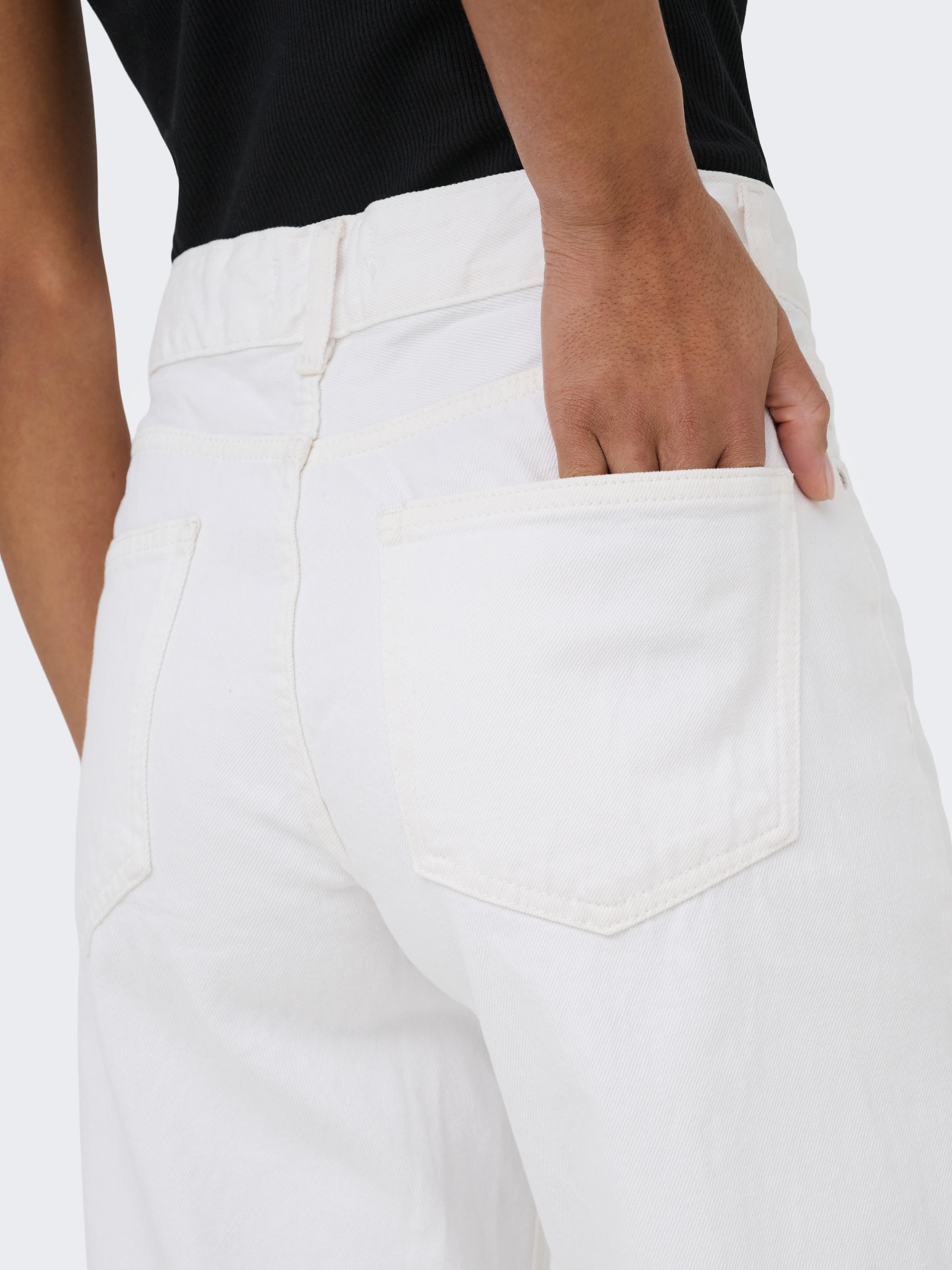 ONLY Weite Jeans »ONLELLA MW WIDE FOLD UP DNM WHITE TAI« Baumwolle, regular waist, wide fit