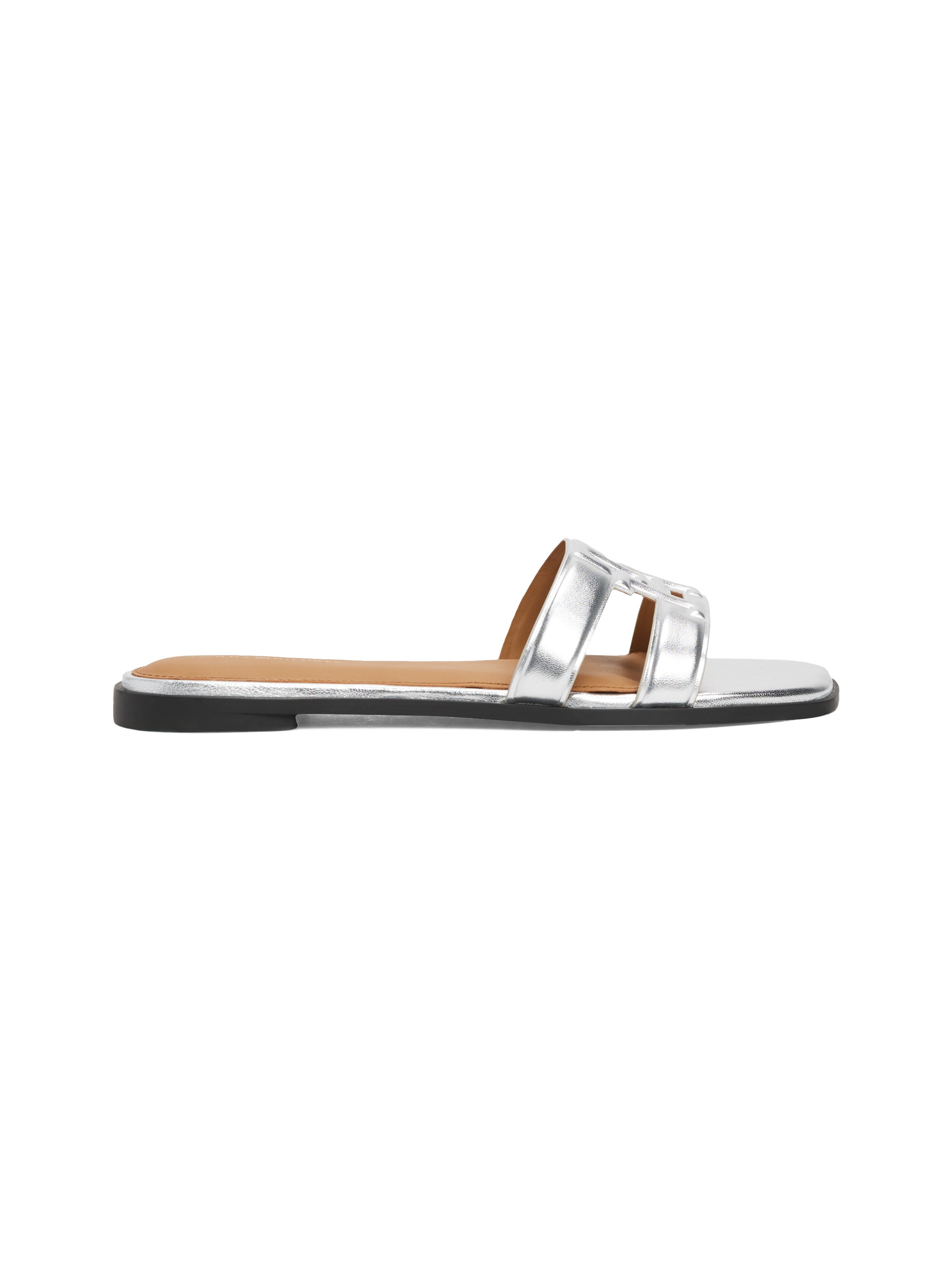 Tommy Hilfiger Pantolette »TH LOGO STRAP METALLIC MULE«, Blockabsatz, Sommerschuh, Flats, Bequemschuh mit TH-Logo