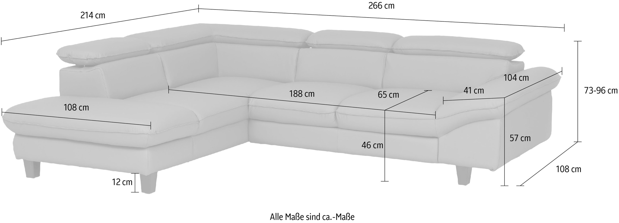 Home affaire Ecksofa »Pilot L-Form« mit Kopfteilverstellung, wahlweise mit Bettfunktion & Bettkasten
