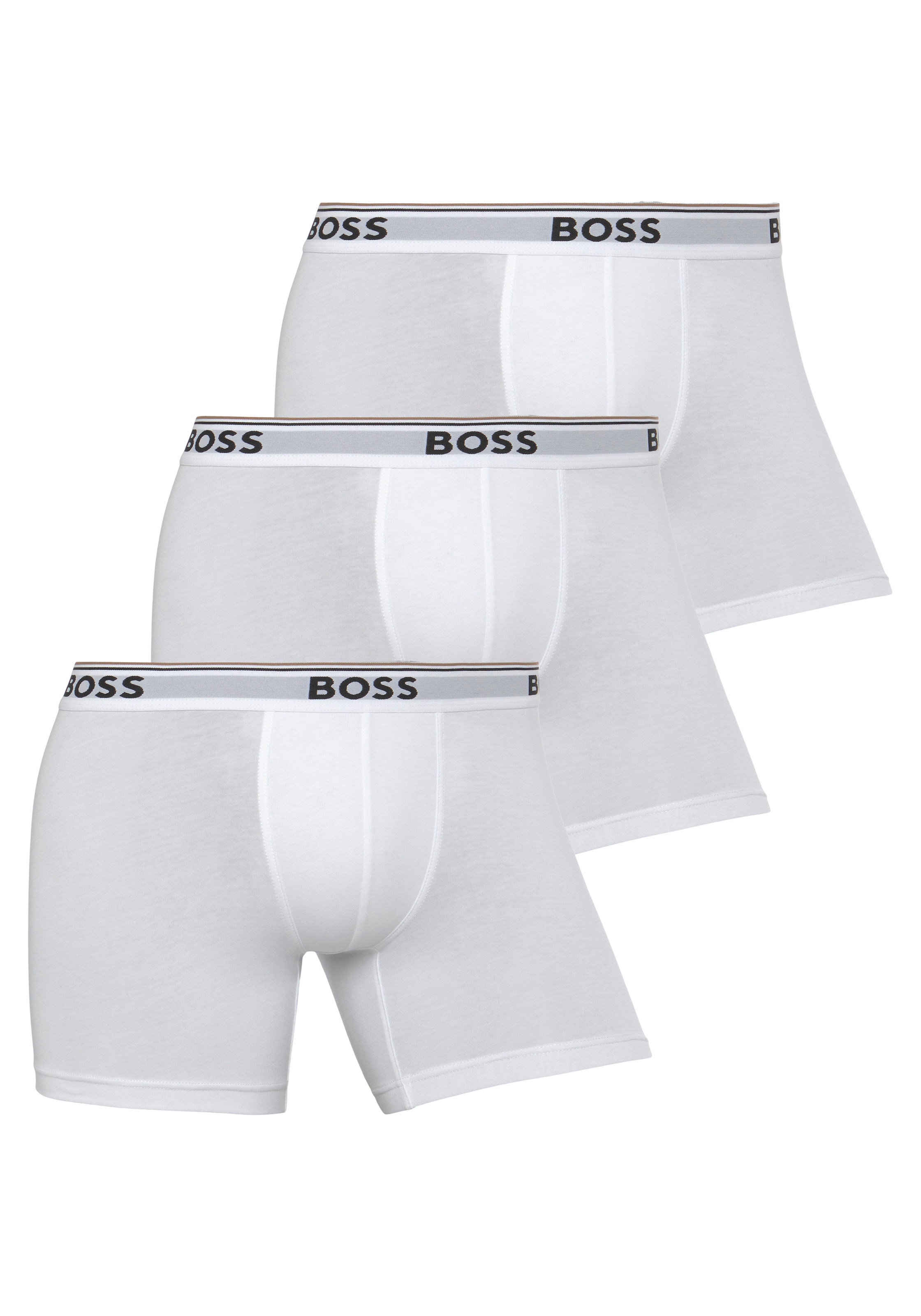 BOSS Langer Boxer »Boxer Brief 3P«, (Packung, 3er-Pack), mit farblich passendem Webbund