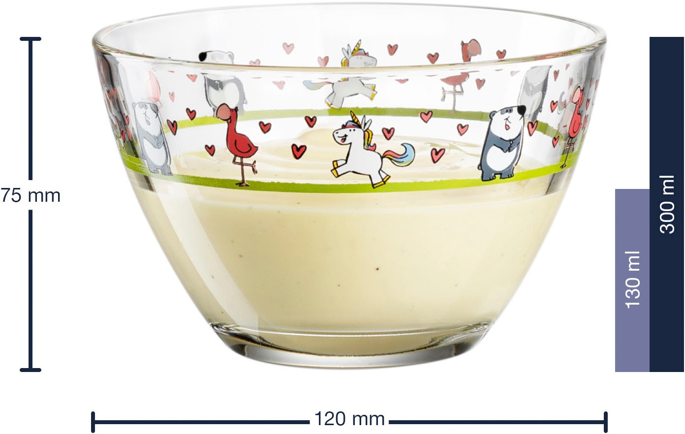 LEONARDO Kinderschale »BAMBINI«, 6 tlg., aus Glas, Flamingo/Einhorn/Panda, Ø 12 cm