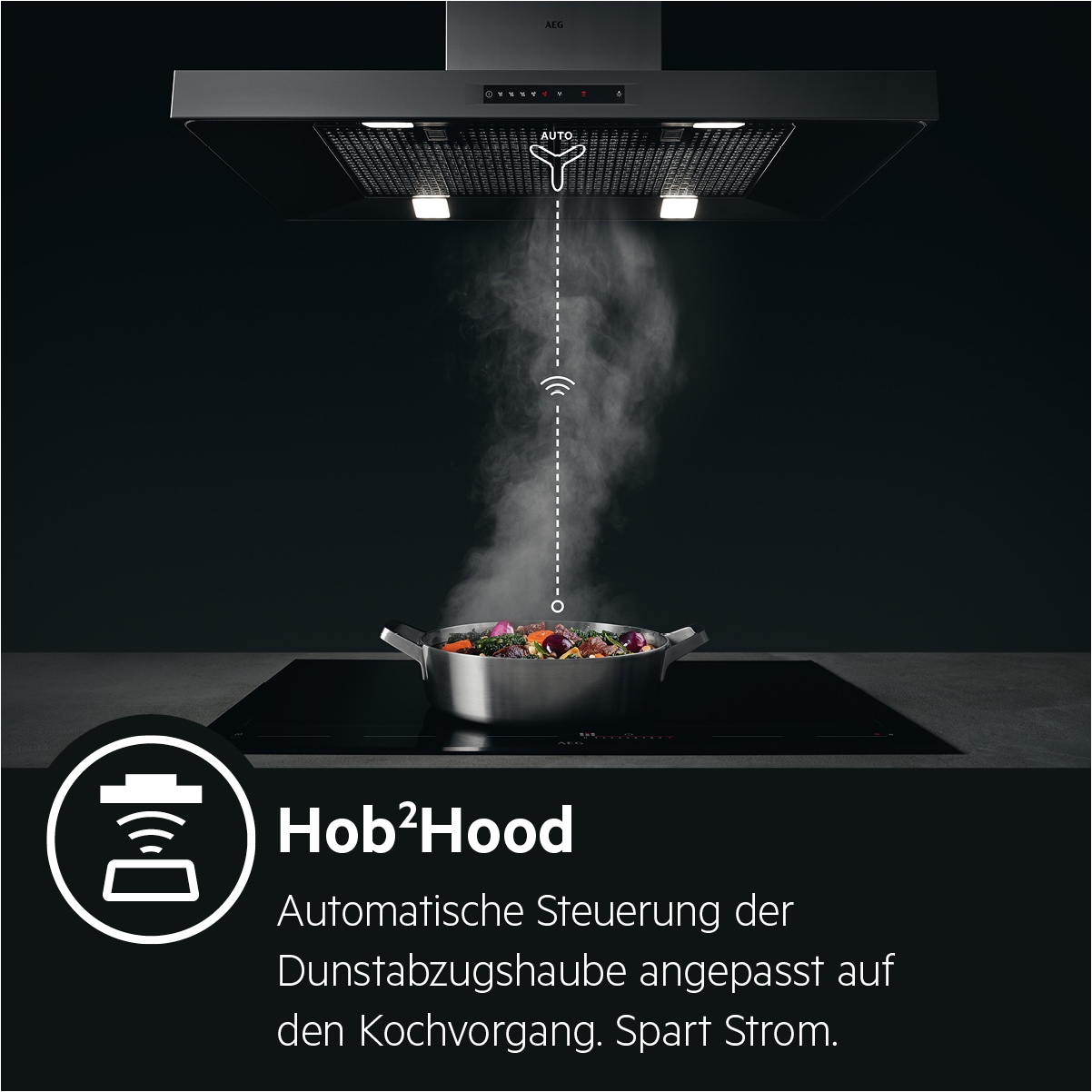 AEG Wandhaube »DVE5961HB« Hochleistungsmotor, Hob²Hood,LED-Beleuchtung, 3 Stufen + Intensivstufe