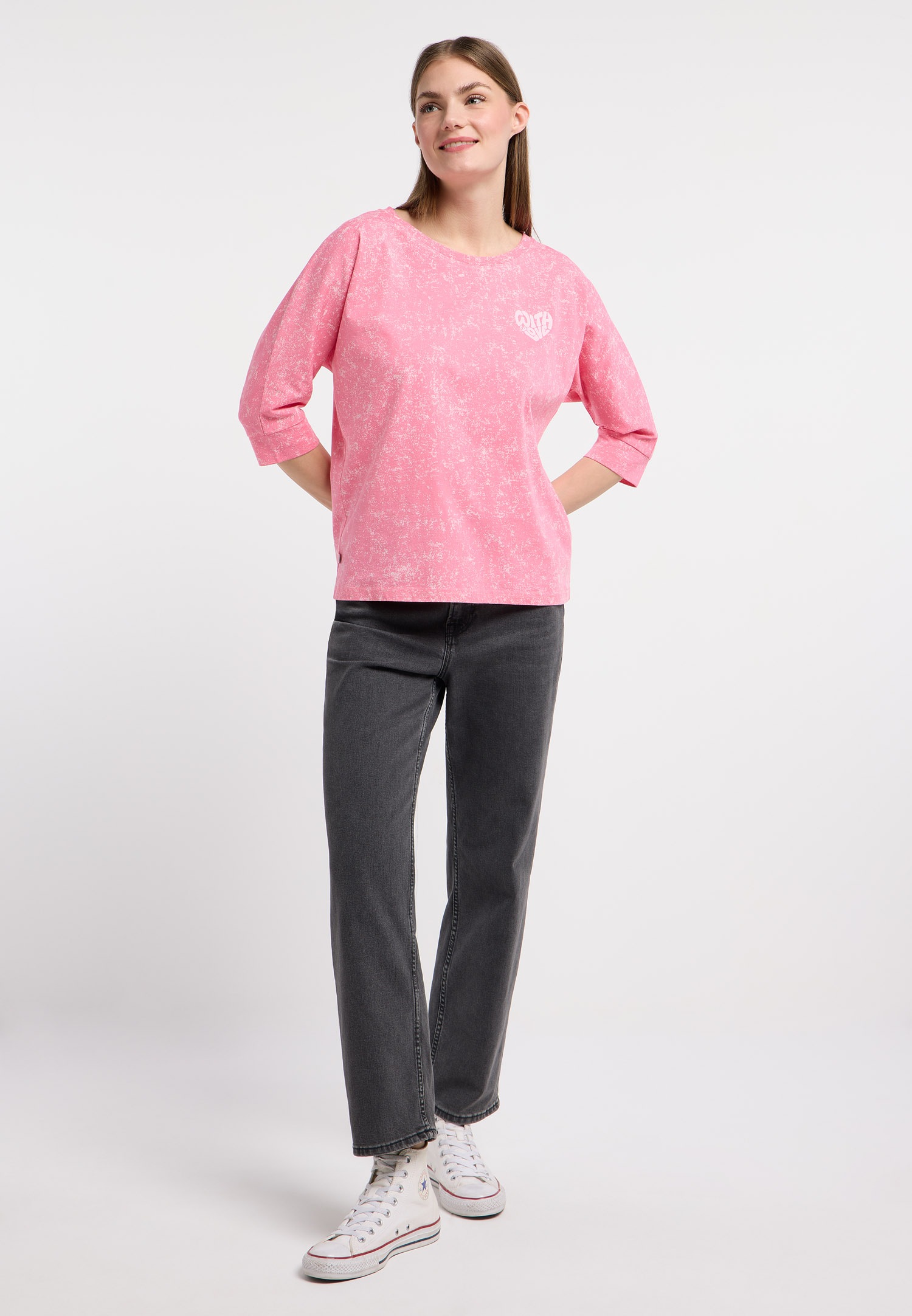 Ragwear 3/4-Arm-Shirt »SHIMONA PRINT« Bequemer Fit mit Herz-Print und ausgewaschener Optik