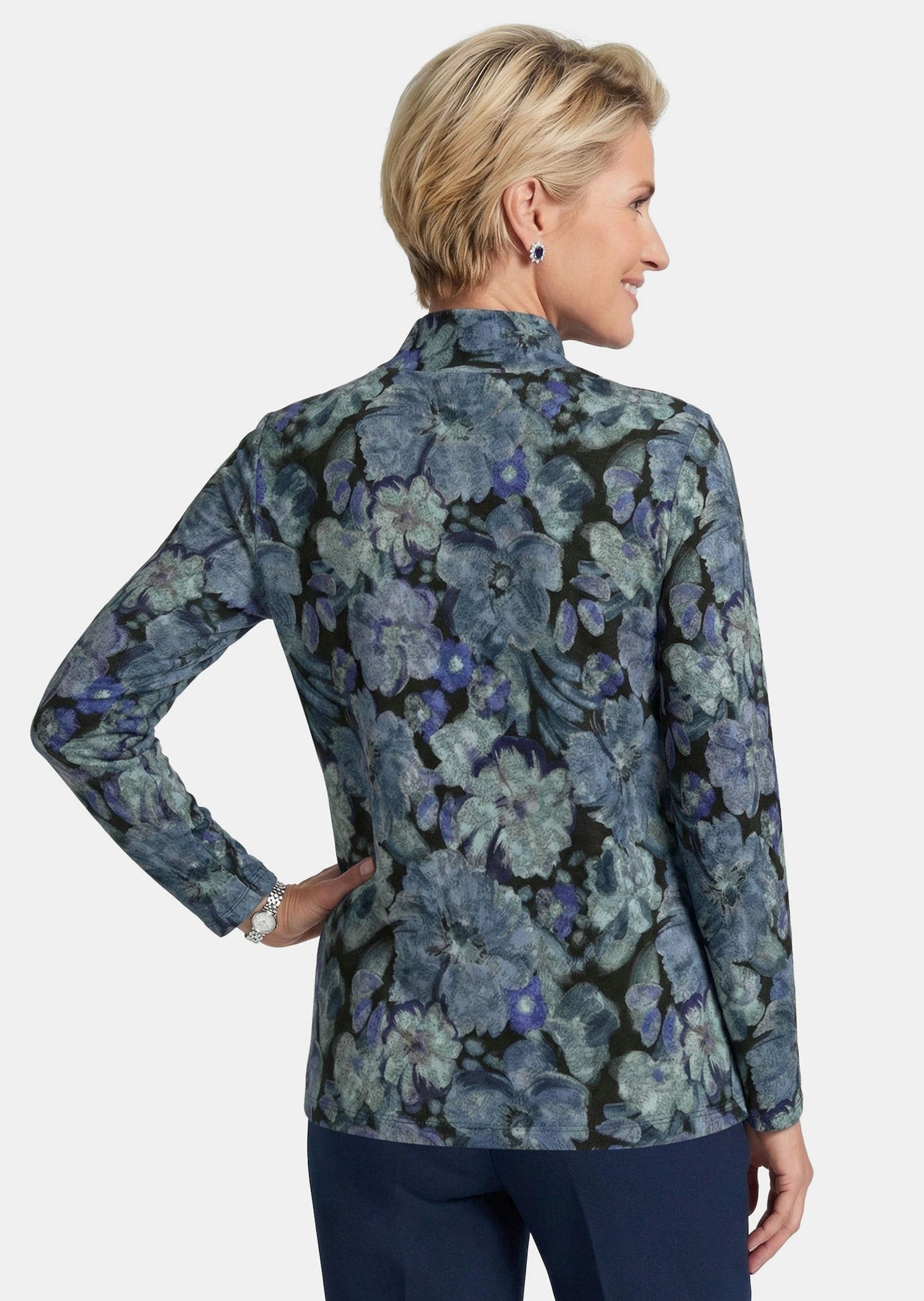 GOLDNER Print-Shirt »Langarmshirt mit Blumen« stretchbequemer Flausch-Jersey