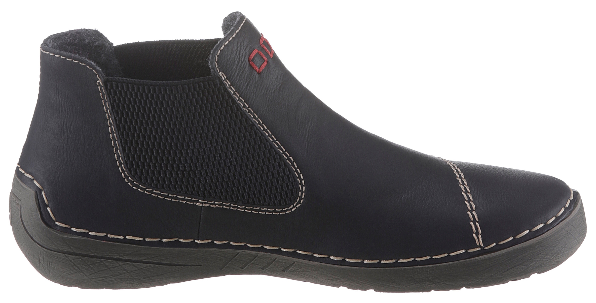 Rieker Chelseaboots, Schlupfboots, Stiefelette mit auffälligen Kontrastnähten