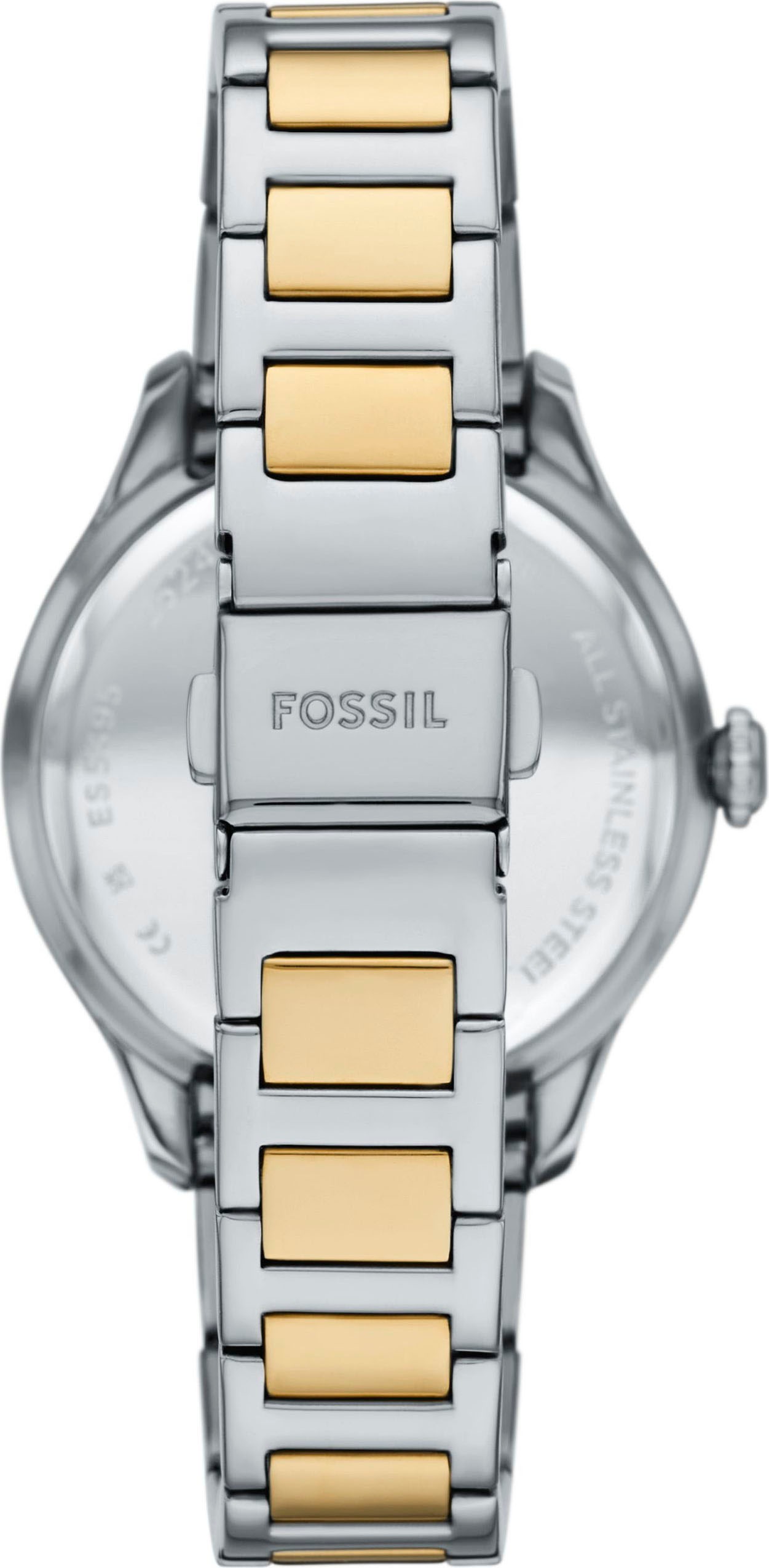 Fossil Quarzuhr »GILMORE«, Armbanduhr, Damenuhr, Edelstahlarmband, analog, Tag