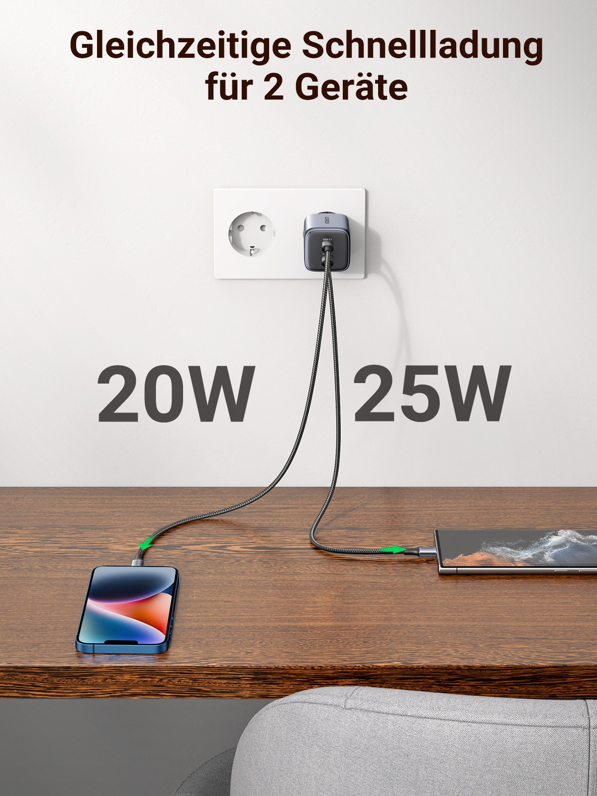 UGREEN Schnelllade-Gerät »Nexode 45W Dual USB-C PD Charger (25W+20W) CD294«