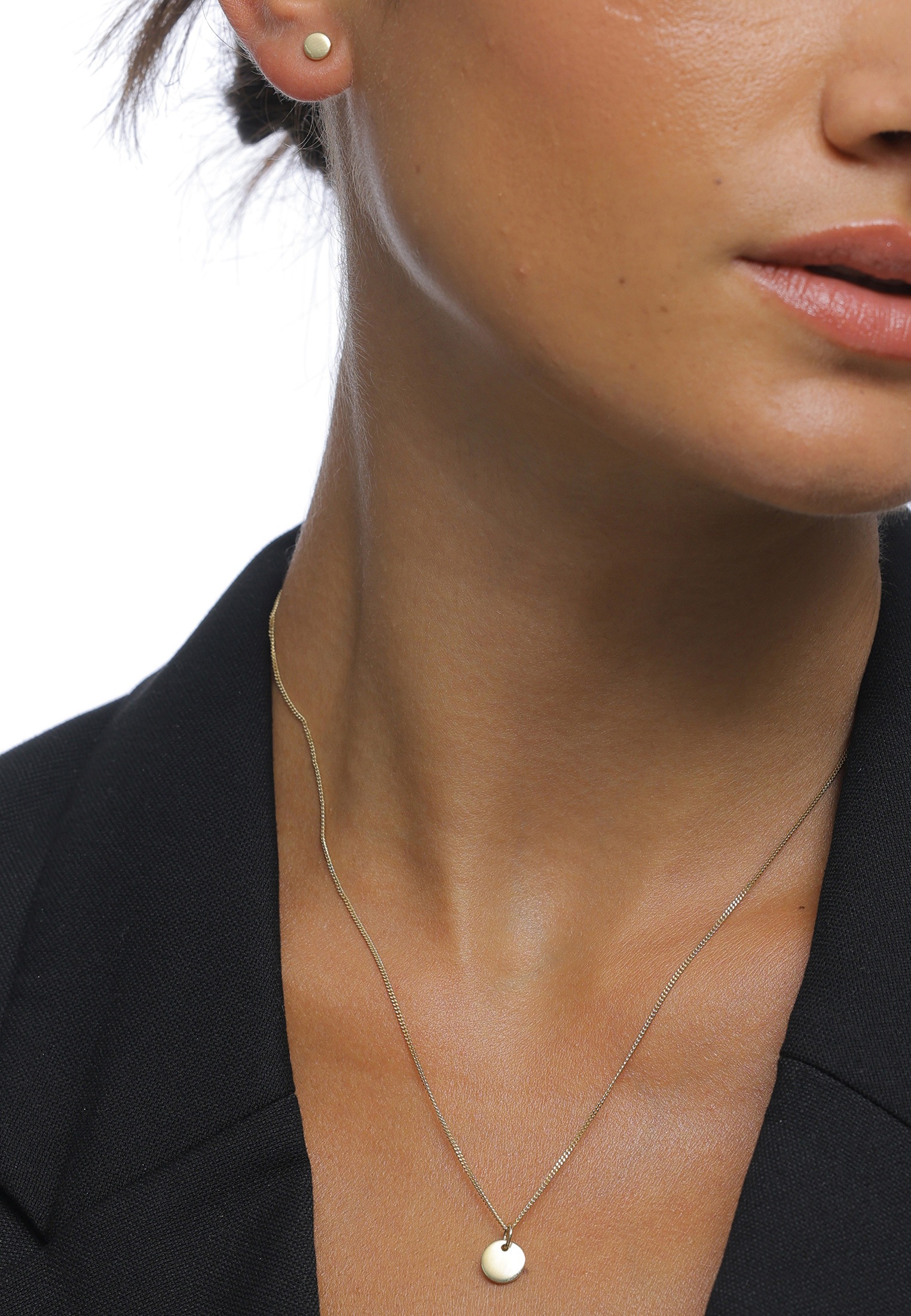 Elli Ohrring und Ketten Set »Schmuckset Halskette Ohrstecker Plättchen 925 Sterling Silber«