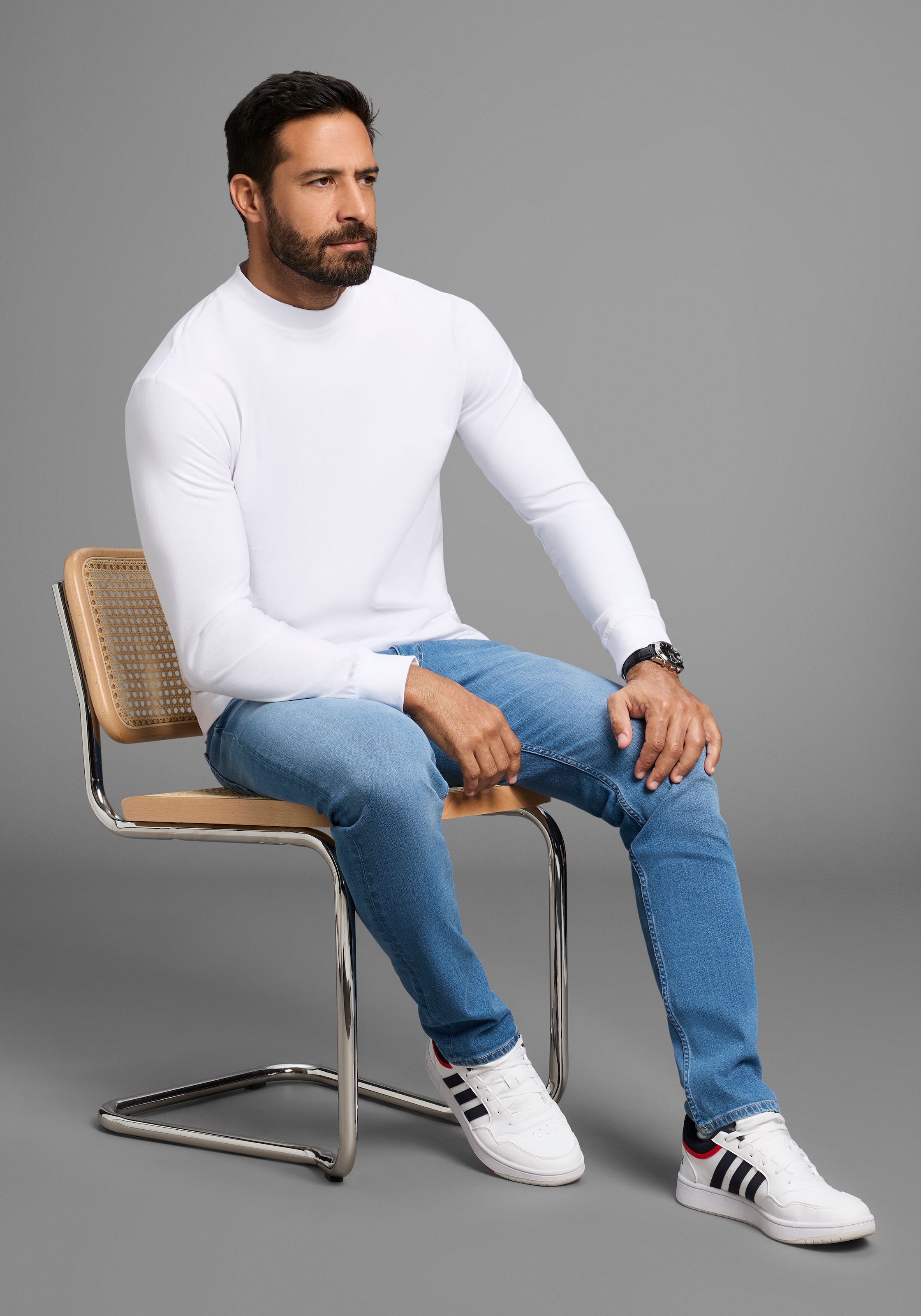 Man's World Stehkragenshirt »Neue Kollektion!«, mit Bündchen